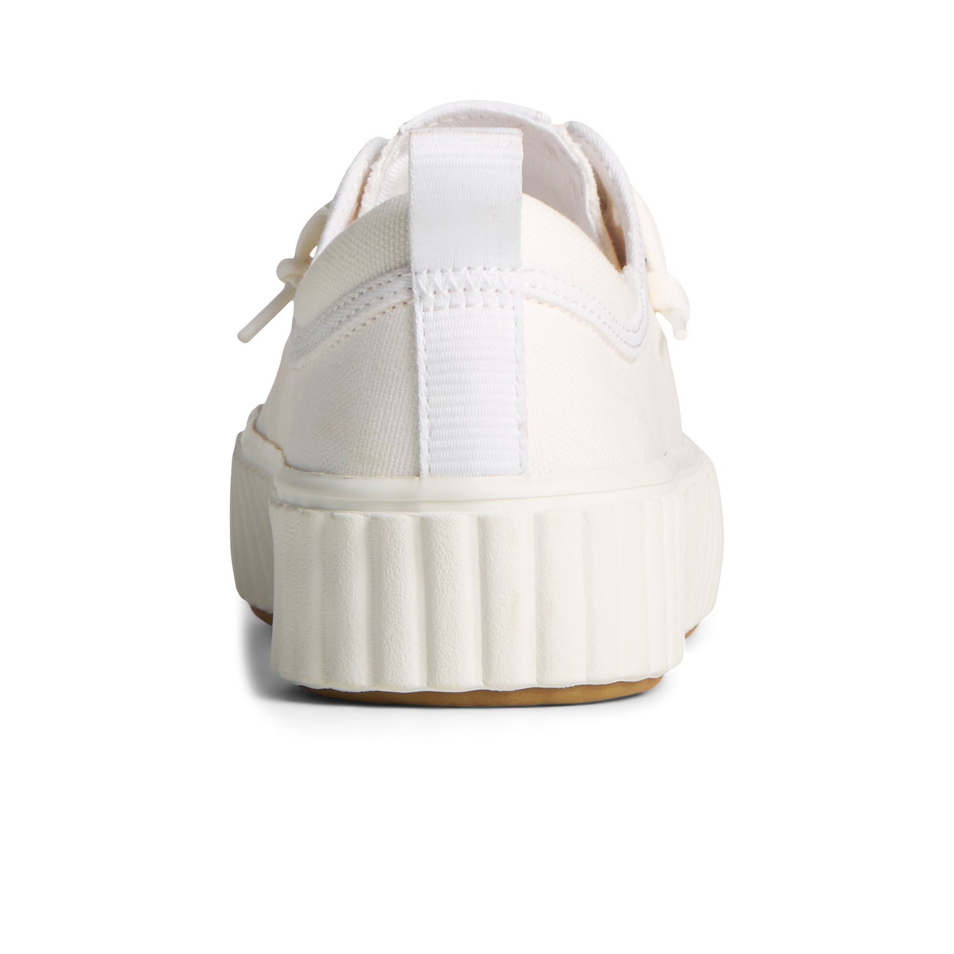 Close-up of the White Pier Wave Platform Lace Up Sneaker Vulcanized Sneaker