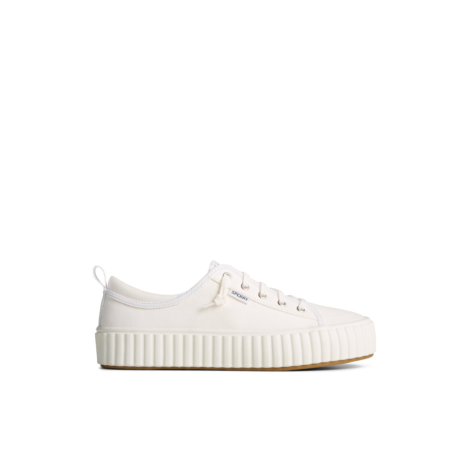 Main View of White Pier Wave Platform Lace Up Sneaker Vulcanized Sneaker for Womens