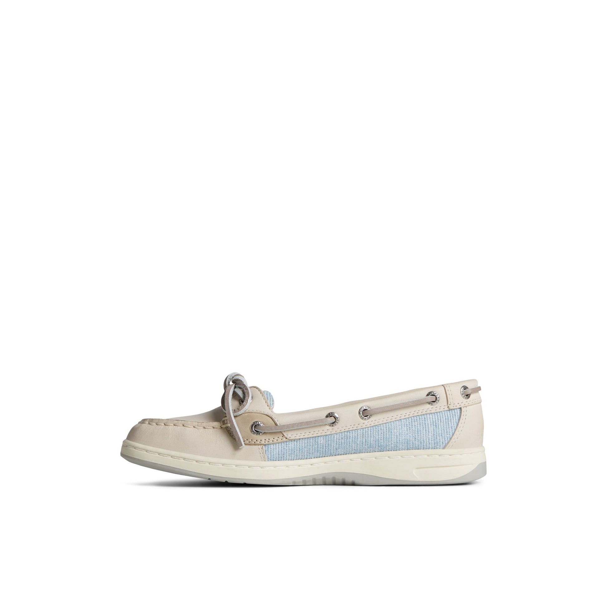 Side view of White Angelfish Two-Tone Boat Shoe Boat Shoes
