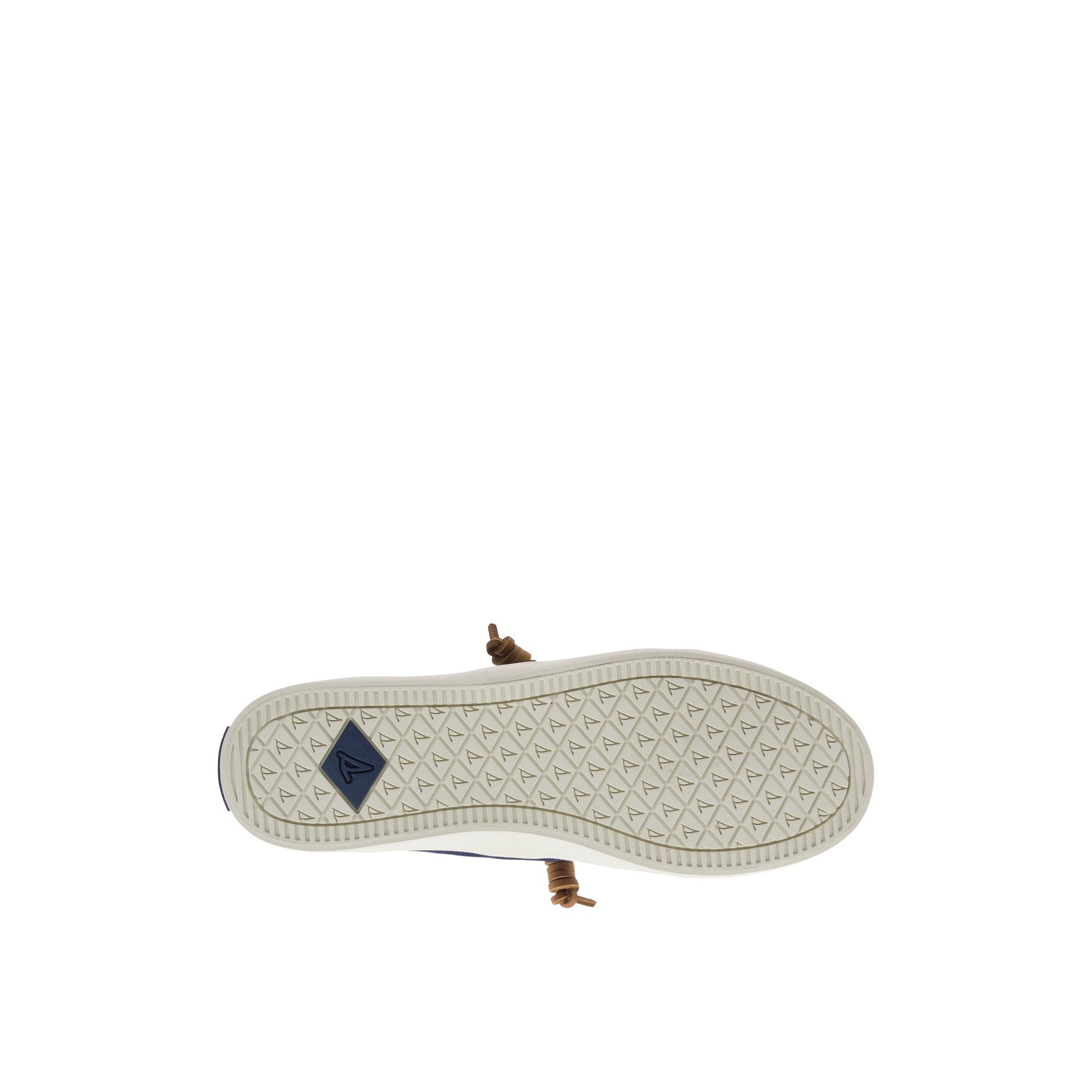 View of Navy Crest Vibe Canvas Mainstream Sneaker Vulcanized Sneaker's sole