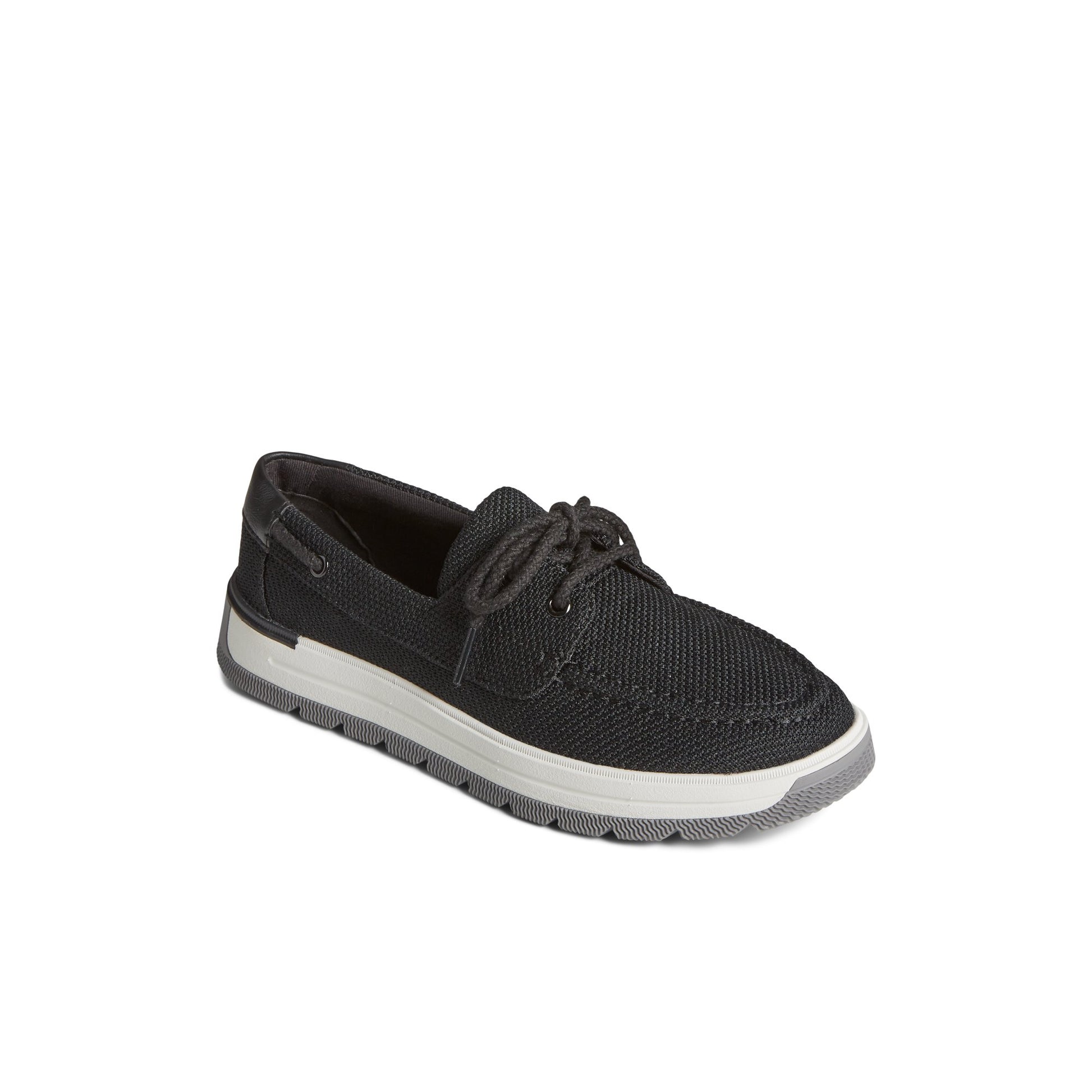 Three-quarter angle of Black Augusta Boat Shoe Boat Shoes's front side
