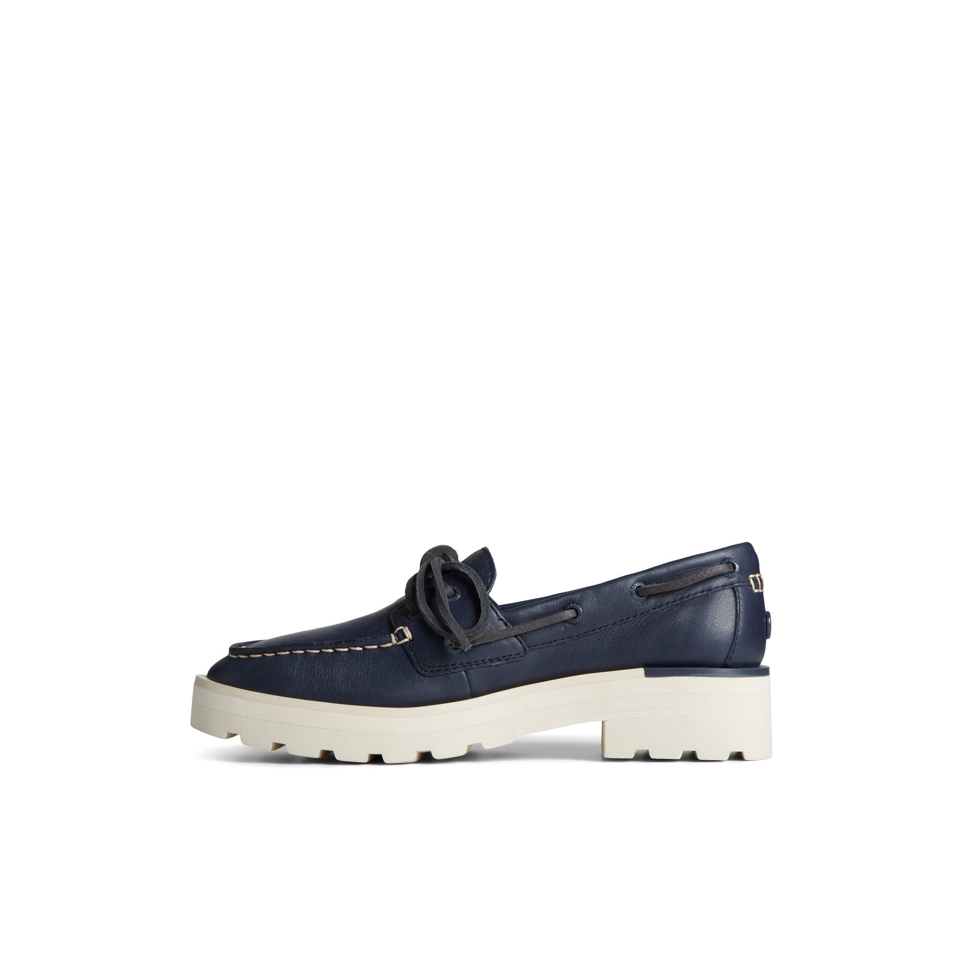 Side view of Navy Lug Boat Shoe Boat Shoes