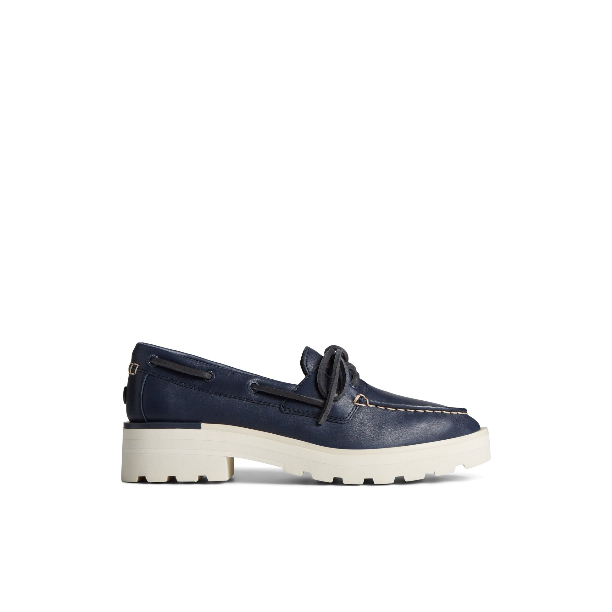 Main View of Navy Lug Boat Shoe Boat Shoes for Womens