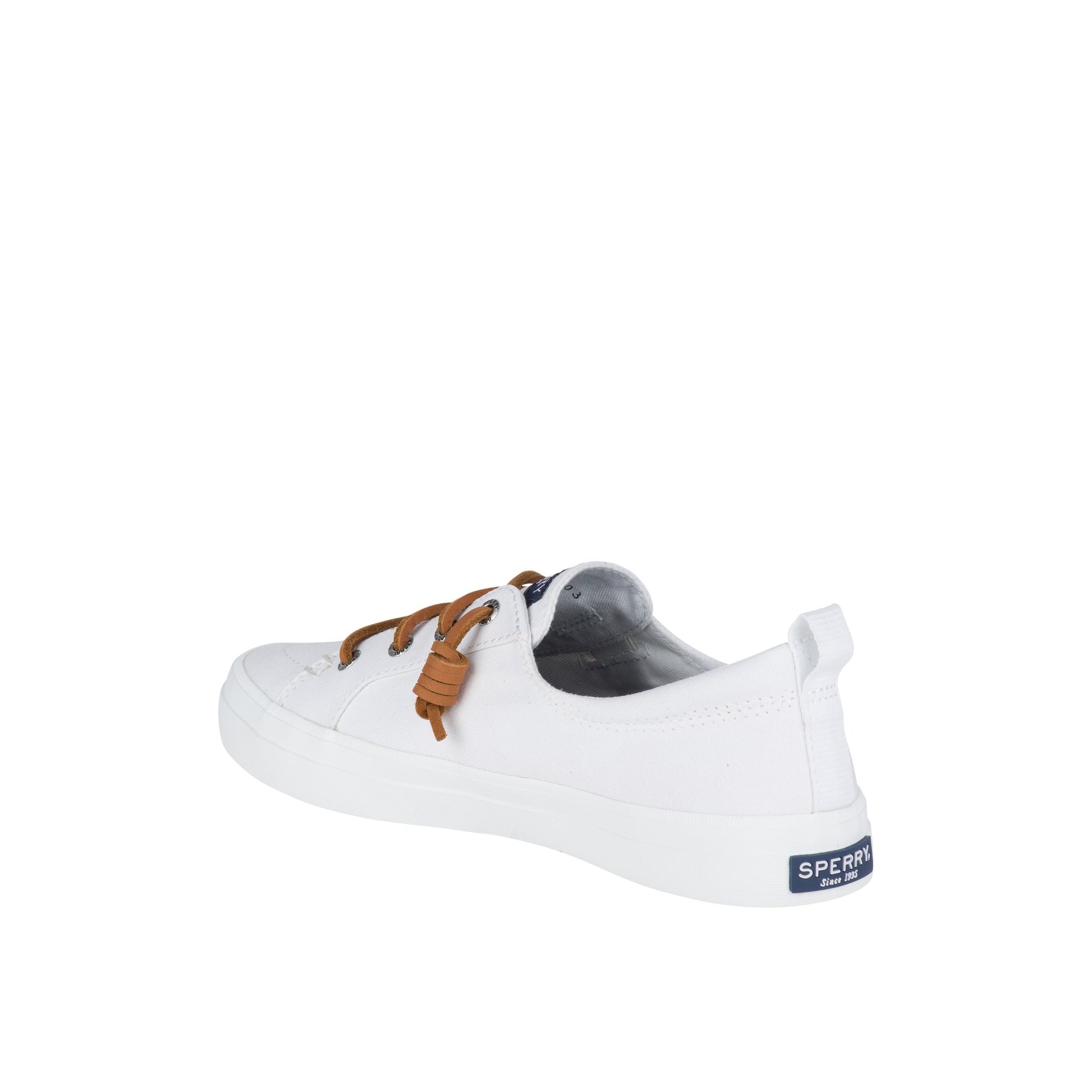 Close-up of the White Crest Vibe Canvas Mainstream Sneaker Vulcanized Sneaker