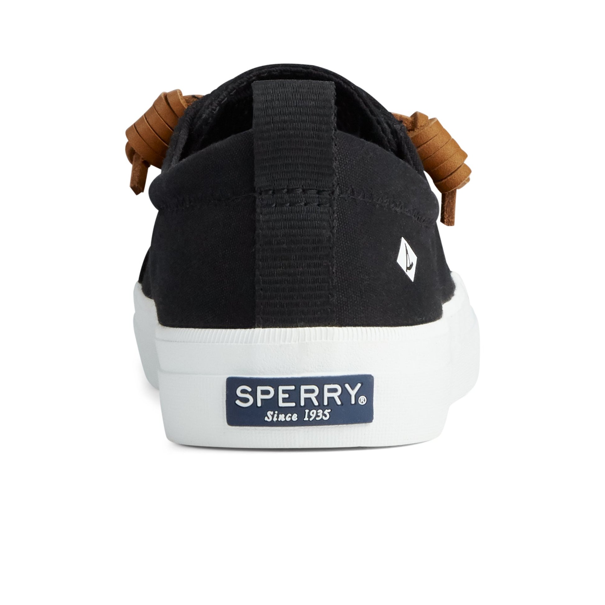 Close-up of the Black Crest Vibe Canvas Mainstream Sneaker Vulcanized Sneaker