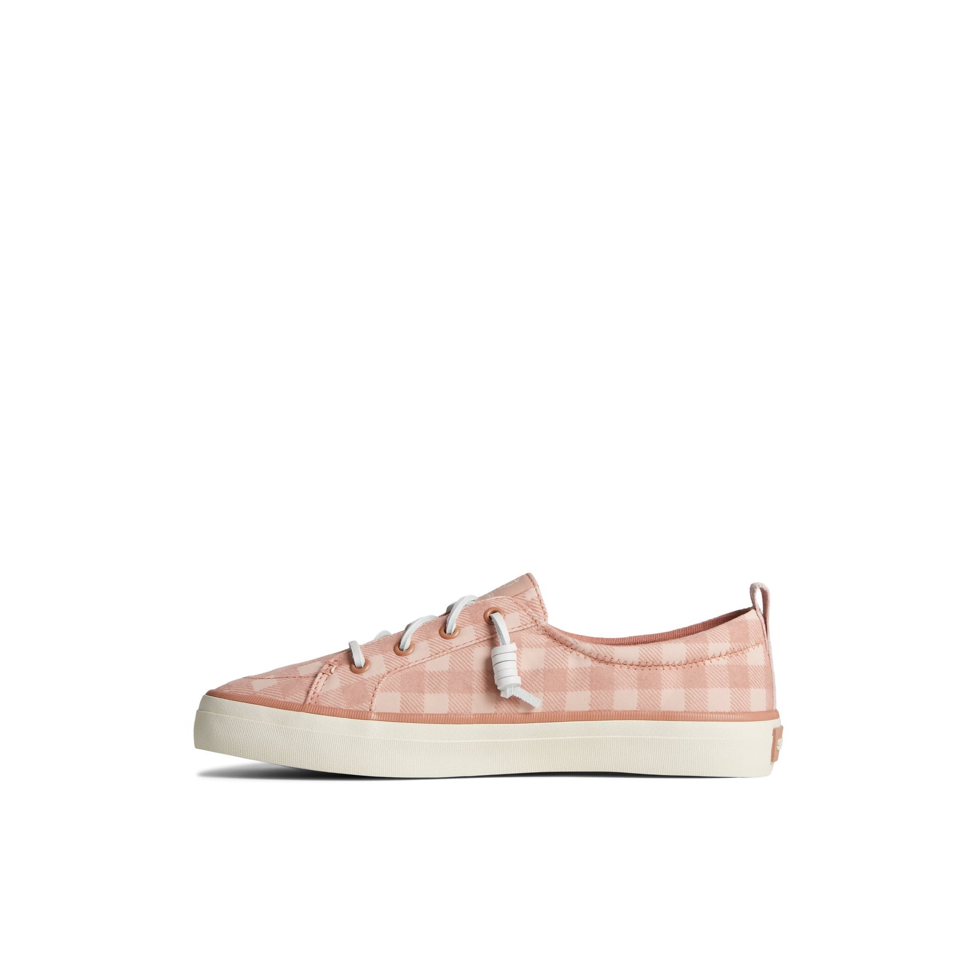 Side view of Medium Pink Crest Vibe Gingham Sneaker Vulcanized Sneaker