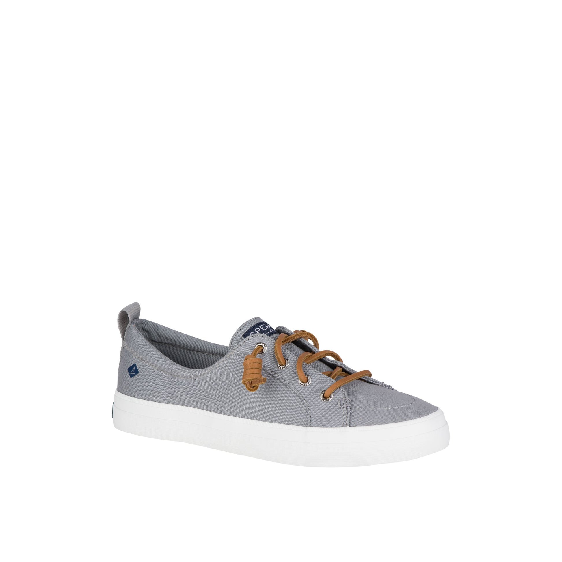 Three-quarter angle of Grey Crest Vibe Canvas Mainstream Sneaker Vulcanized Sneaker's front side