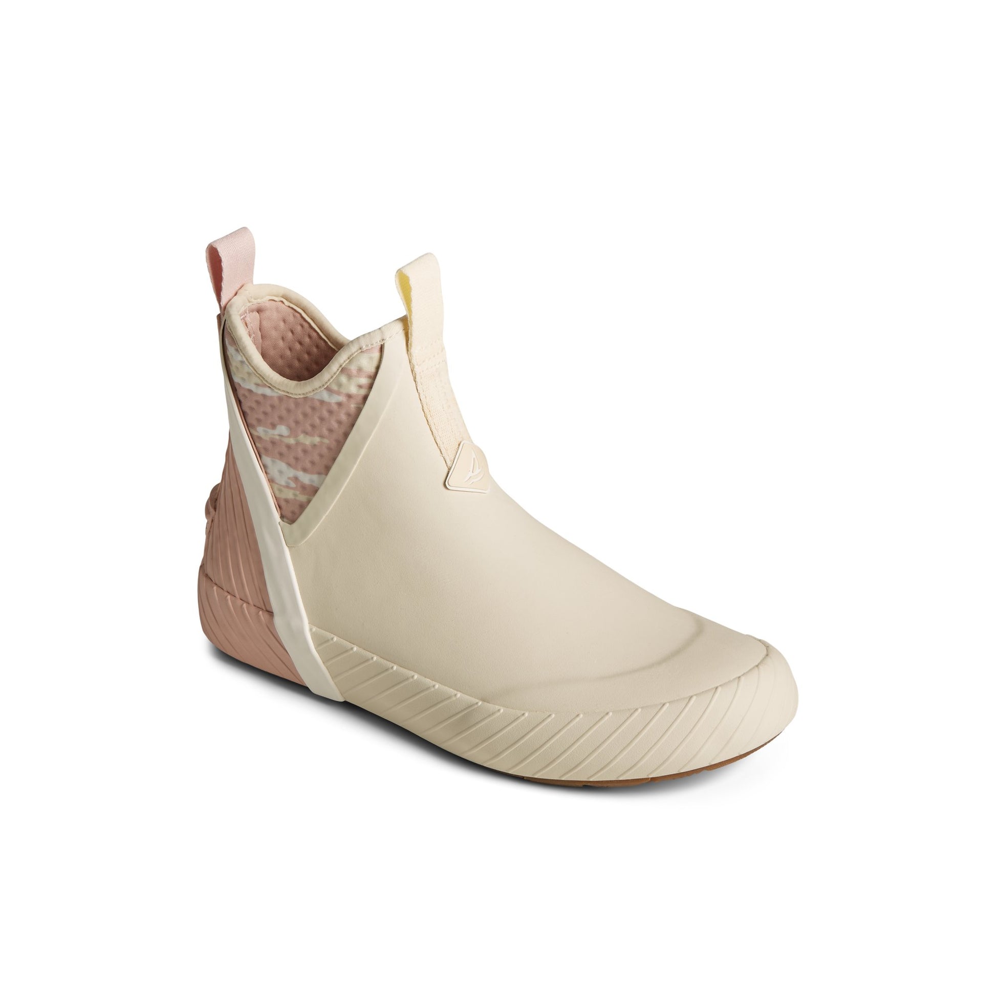 Three-quarter angle of Bone Cutwater Deck Boot Chelsea Rain Boot's front side