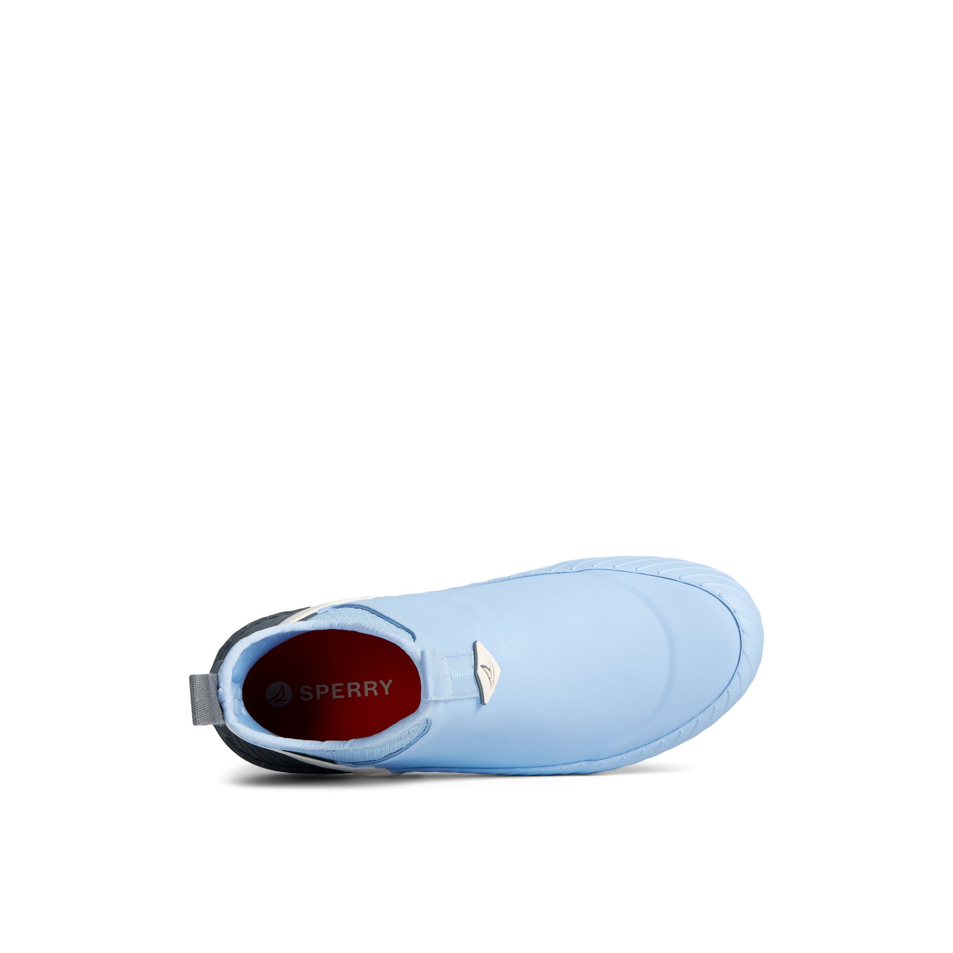 Top-down view of the Light Blue Cutwater Deck Boot Chelsea Rain Boot