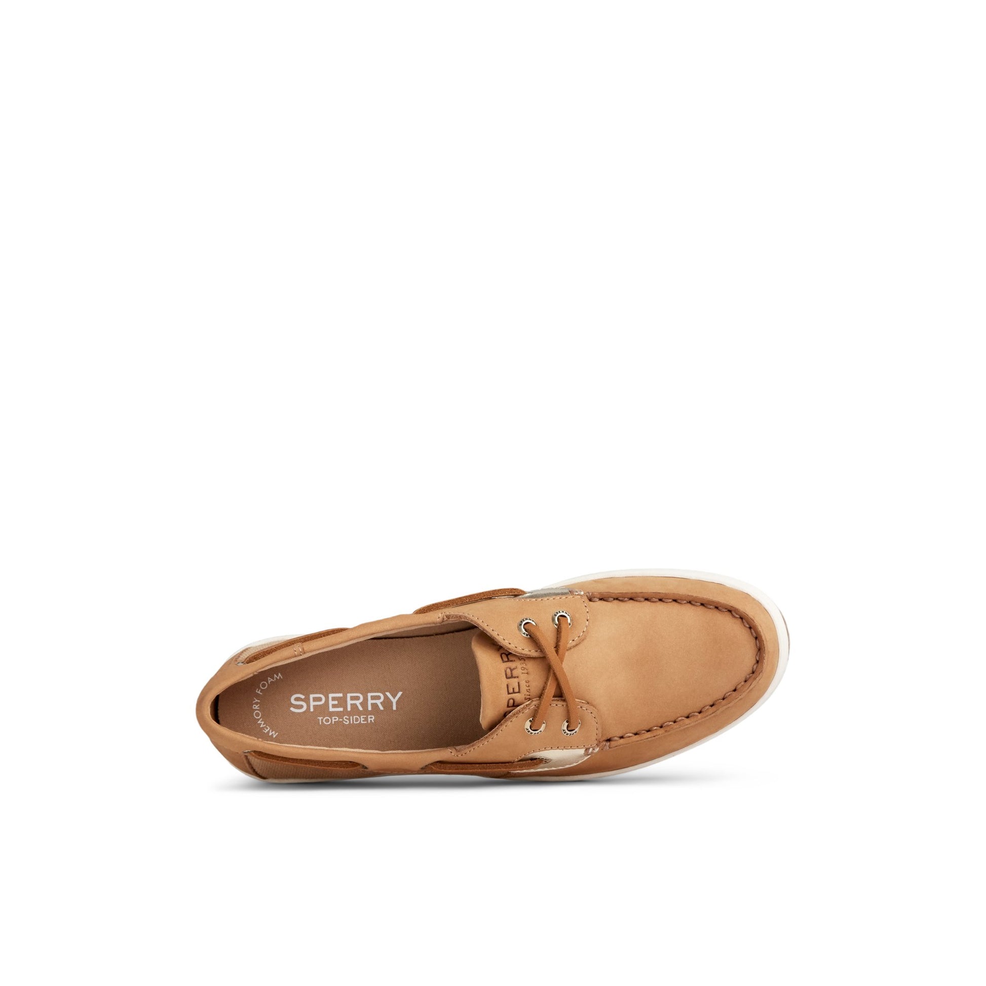 Top-down view of the Medium Beige Coastfish Boat Shoe Boat Shoes