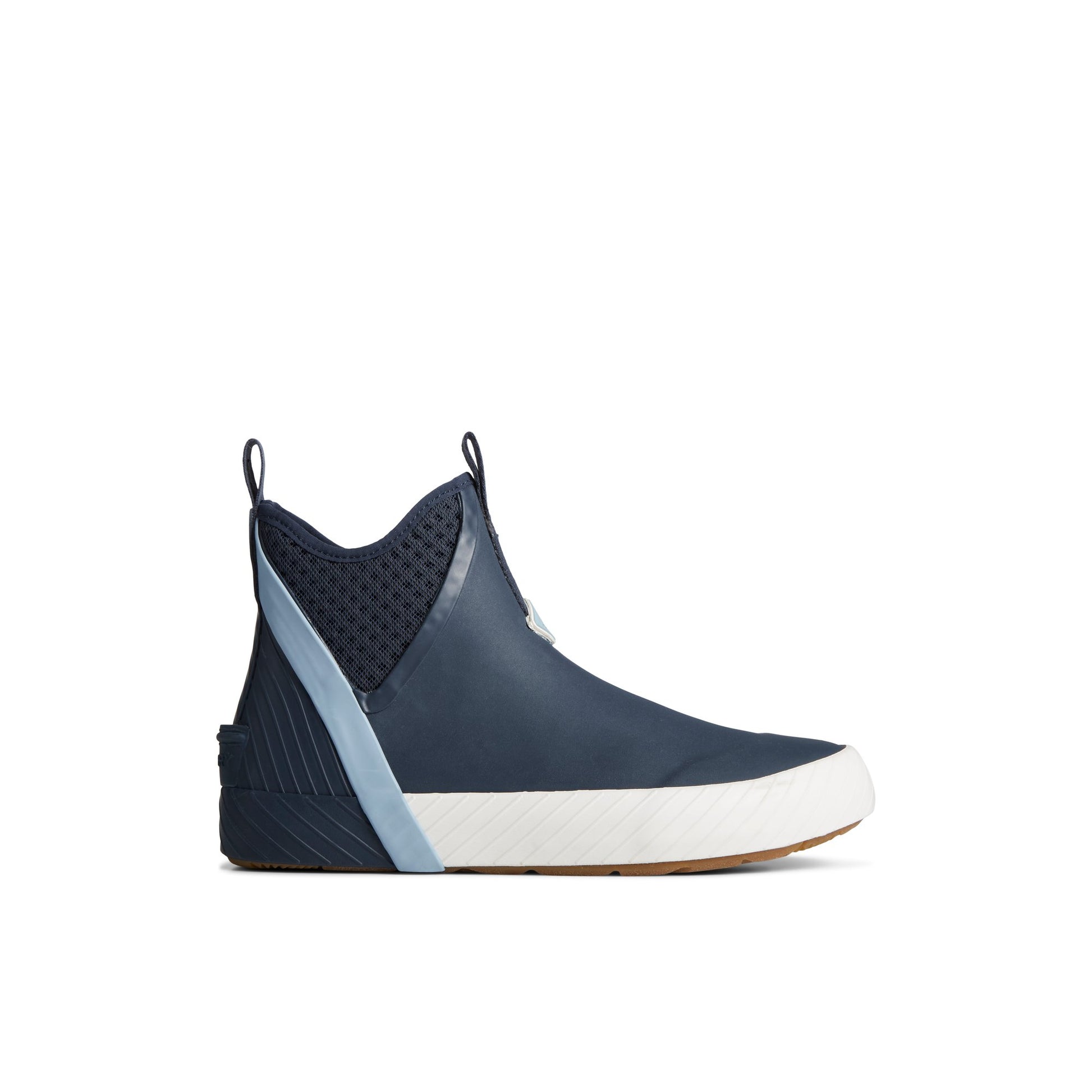 Main View of Navy Cutwater Deck Boot Chelsea Rain Boot for Womens