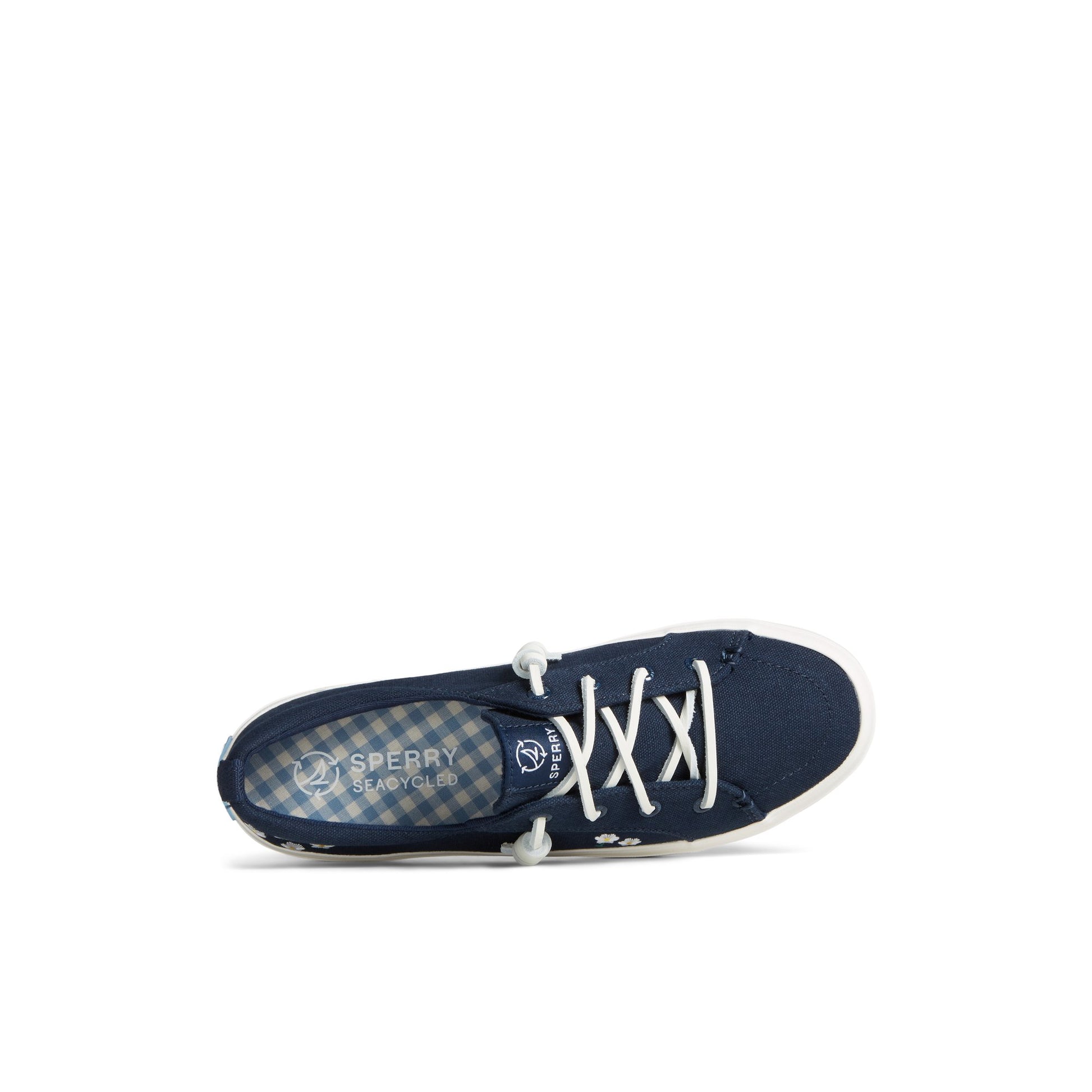 Top-down view of the Navy Crest Vibe Floral Sneaker Vulcanized Sneaker