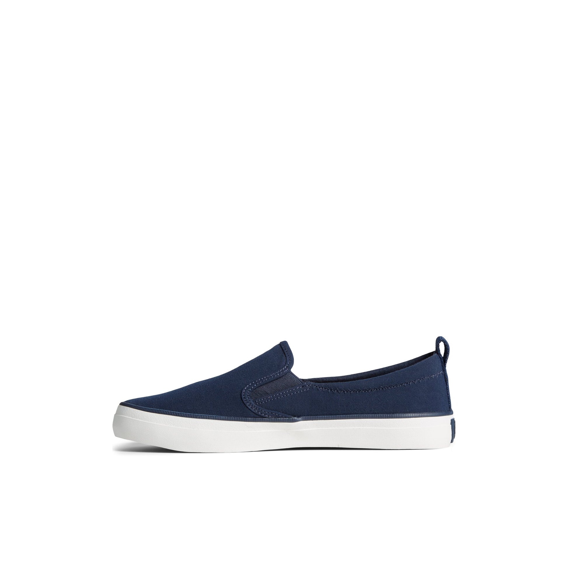 Side view of Navy SeaCycled™ Crest Twin Gore Canvas Sneaker Vulcanized Sneaker