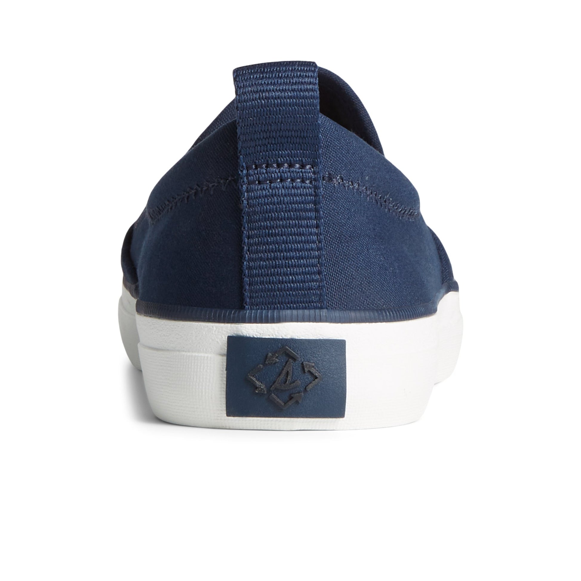 Close-up of the Navy SeaCycled™ Crest Twin Gore Canvas Sneaker Vulcanized Sneaker