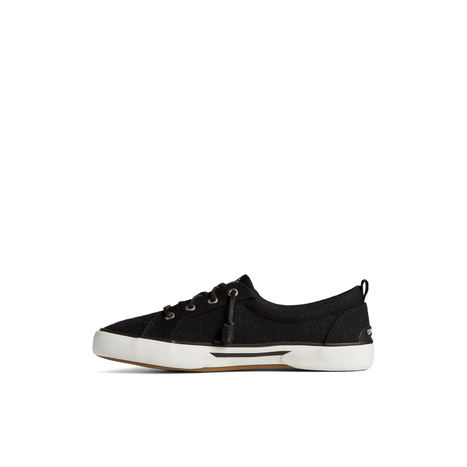 Side view of Black Pier Wave Lace to Toe Sneaker Vulcanized Sneaker