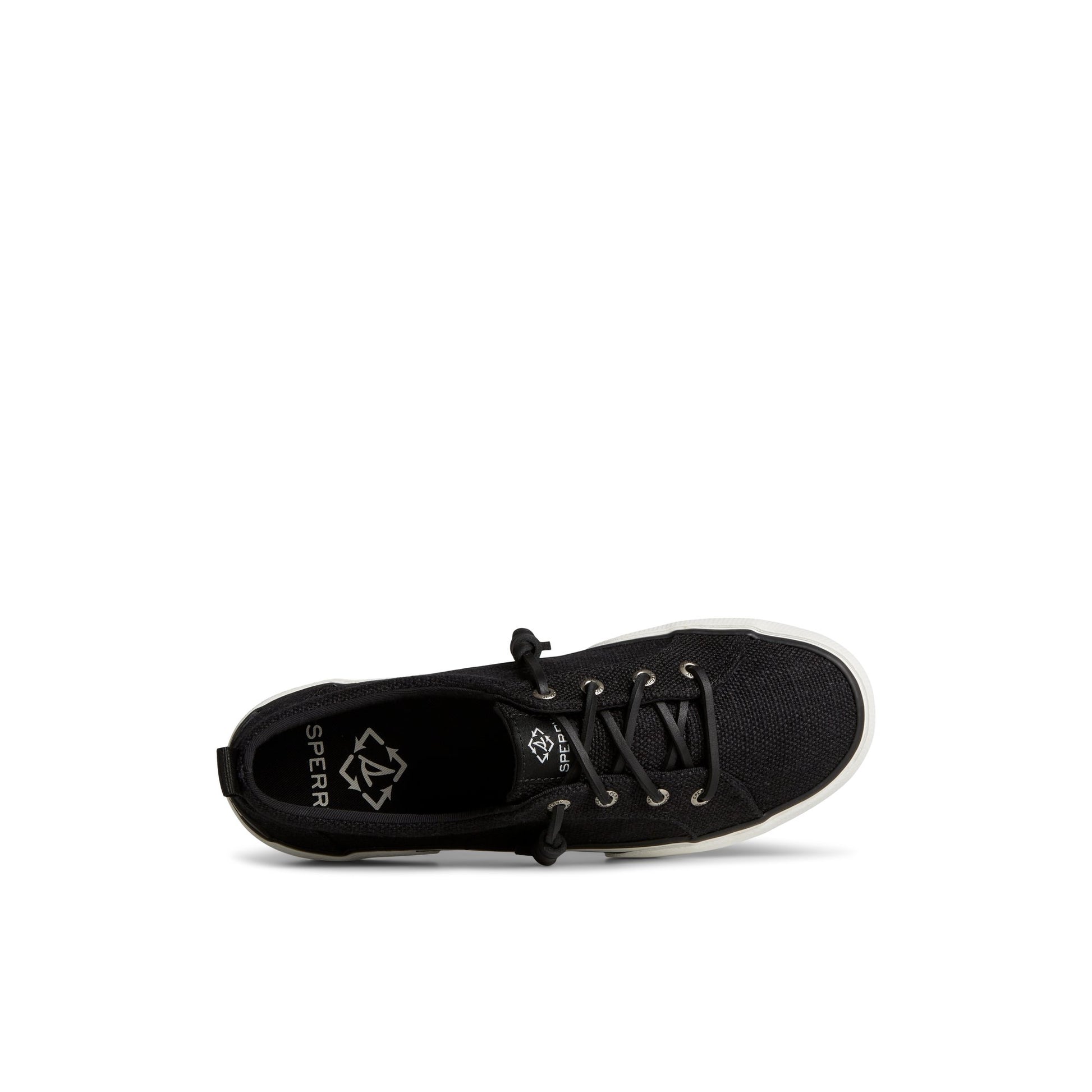 Top-down view of the Black Pier Wave Lace to Toe Sneaker Vulcanized Sneaker
