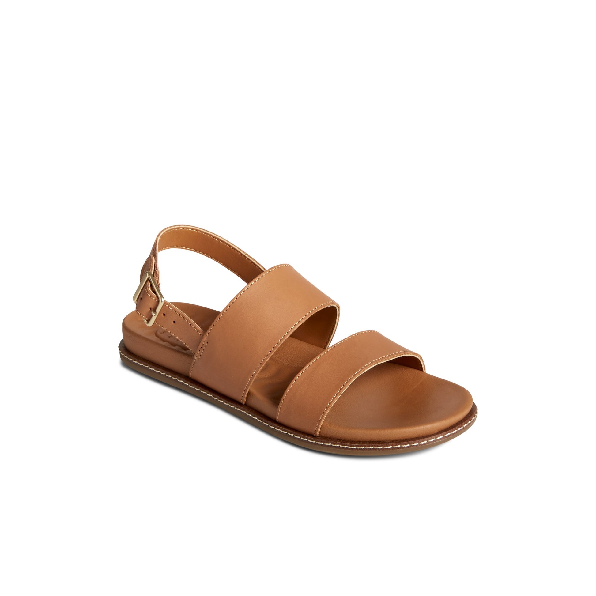 Three-quarter angle of Medium beige Waveside PLUSHWAVE™ Backstrap Sandal Strappy Sling Back Sandals's front side