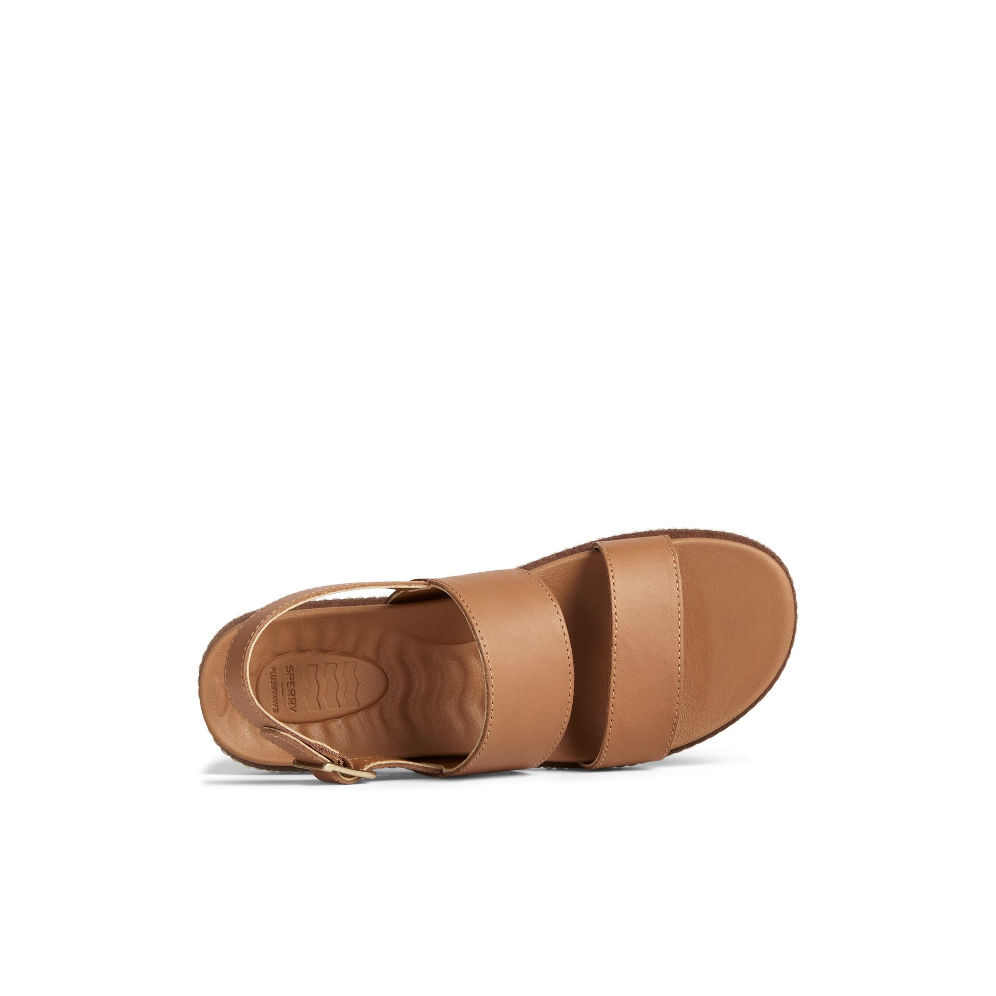 Top-down view of the Medium beige Waveside PLUSHWAVE™ Backstrap Sandal Strappy Sling Back Sandals