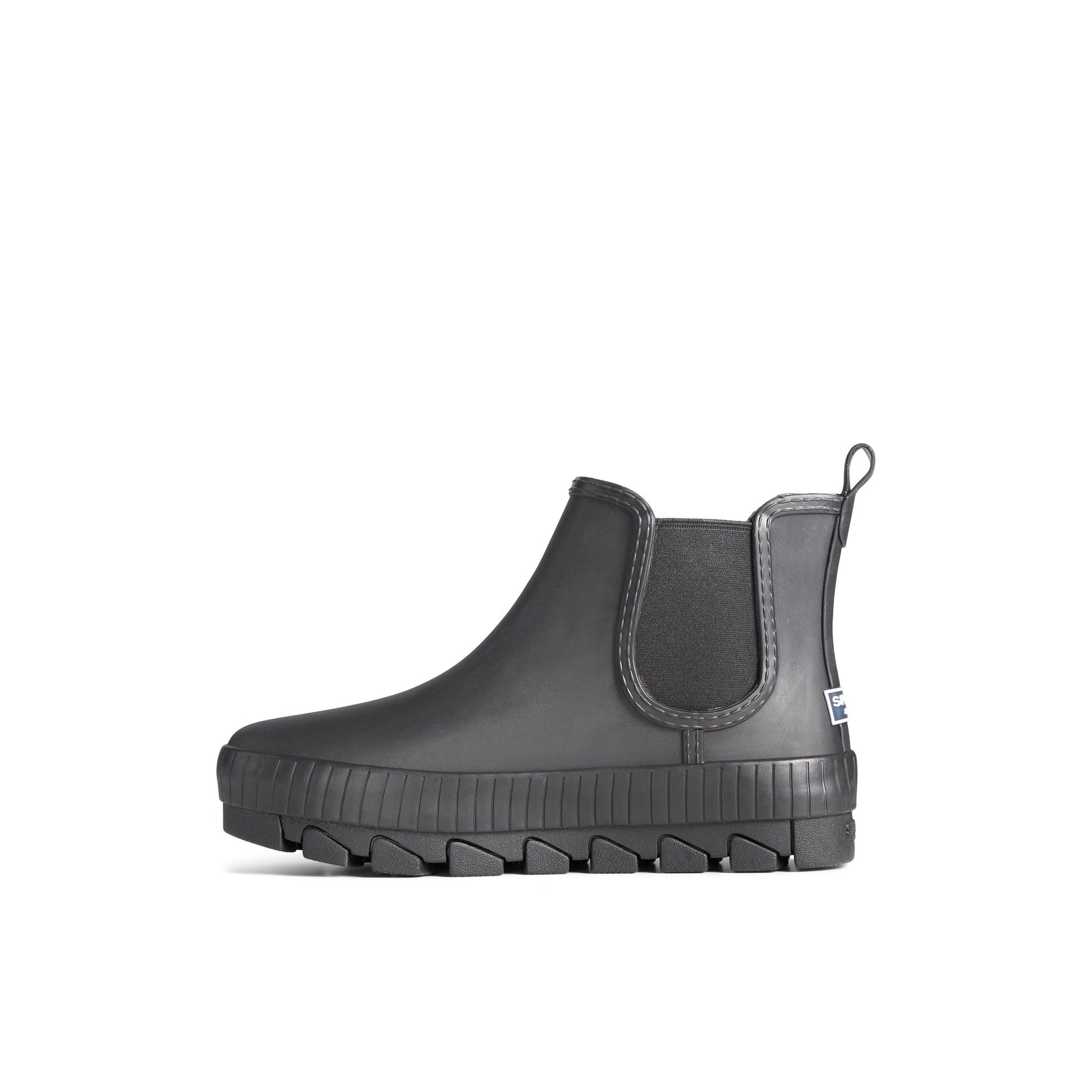 Side view of Black Torrent Chelsea Waterproof Rain Boot Chelsea Rain Boot