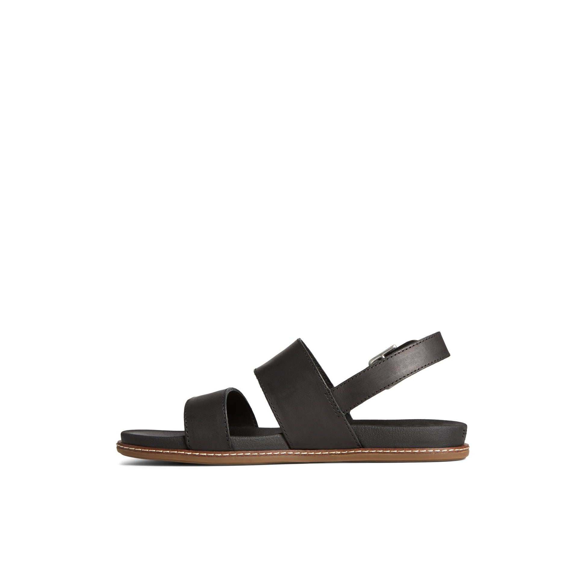 Side view of Black Waveside PLUSHWAVE™ Backstrap Sandal Strappy Sling Back Sandals