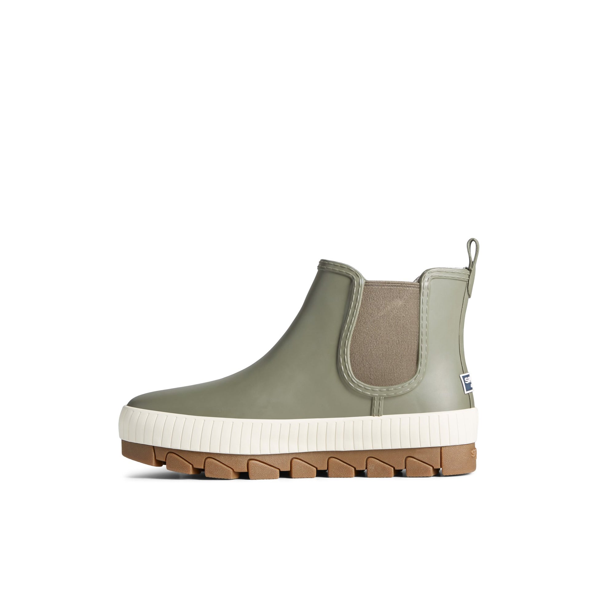 Side view of Medium Green Torrent Chelsea Waterproof Rain Boot Chelsea Rain Boot