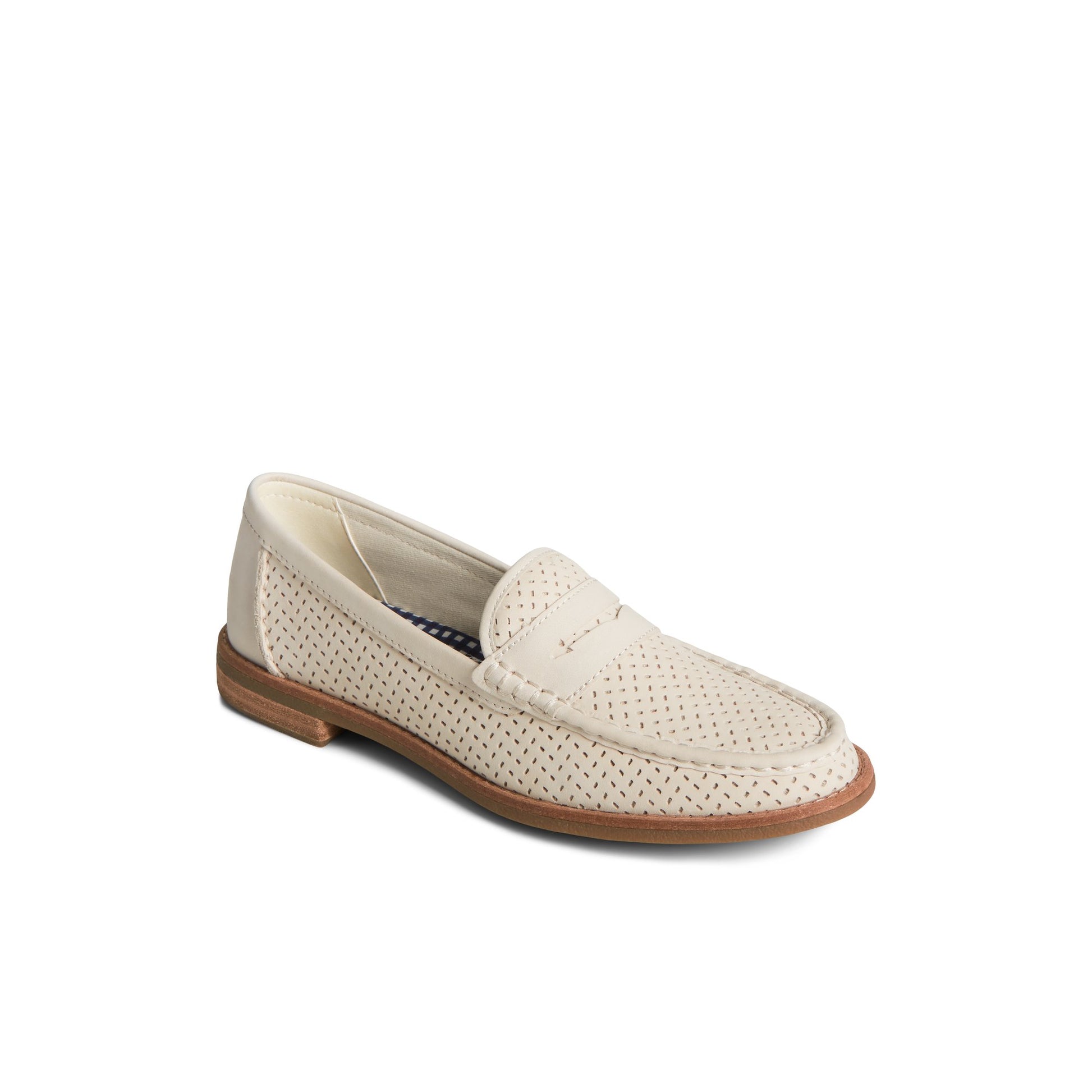 Three-quarter angle of Bone Seaport Perforated Penny Loafer Penny Loafer's front side