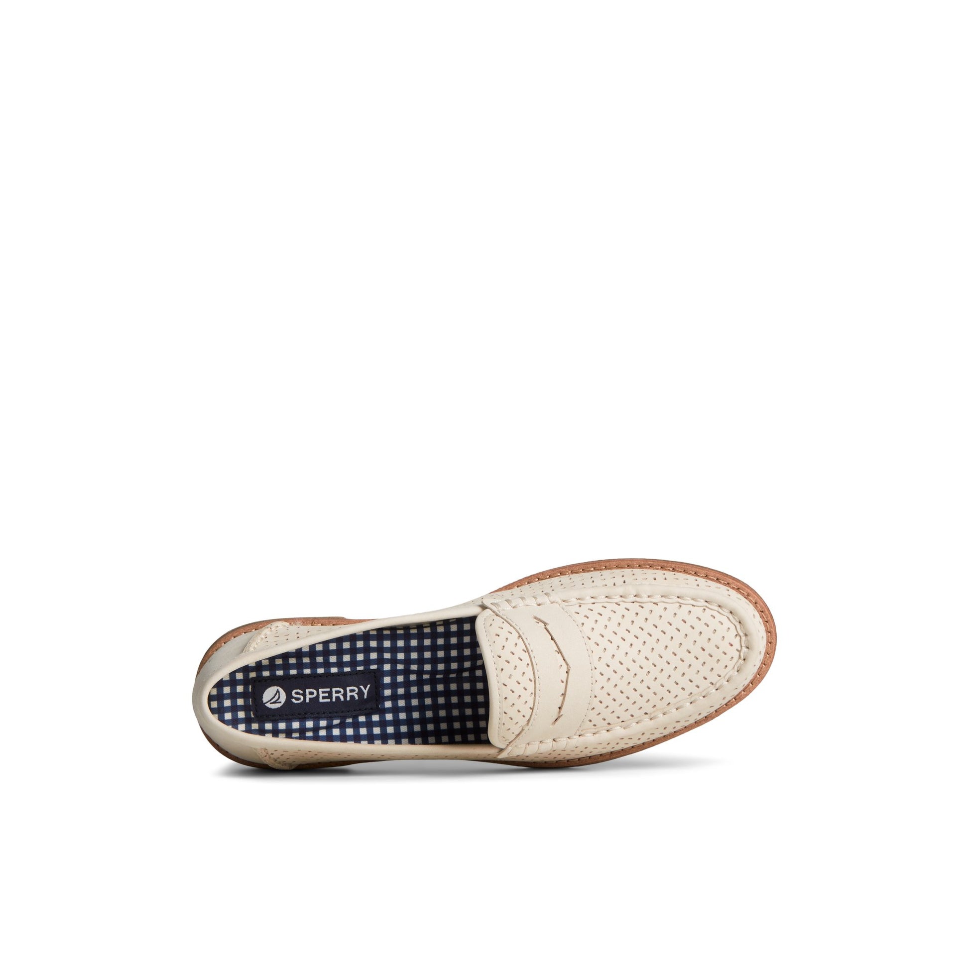 Top-down view of the Bone Seaport Perforated Penny Loafer Penny Loafer