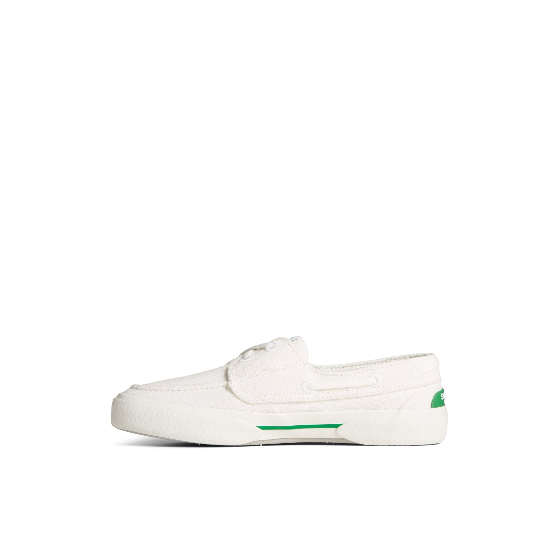 Side view of White Pierwave Boat Sneaker Vulcanized Boat Shoe Sneaker