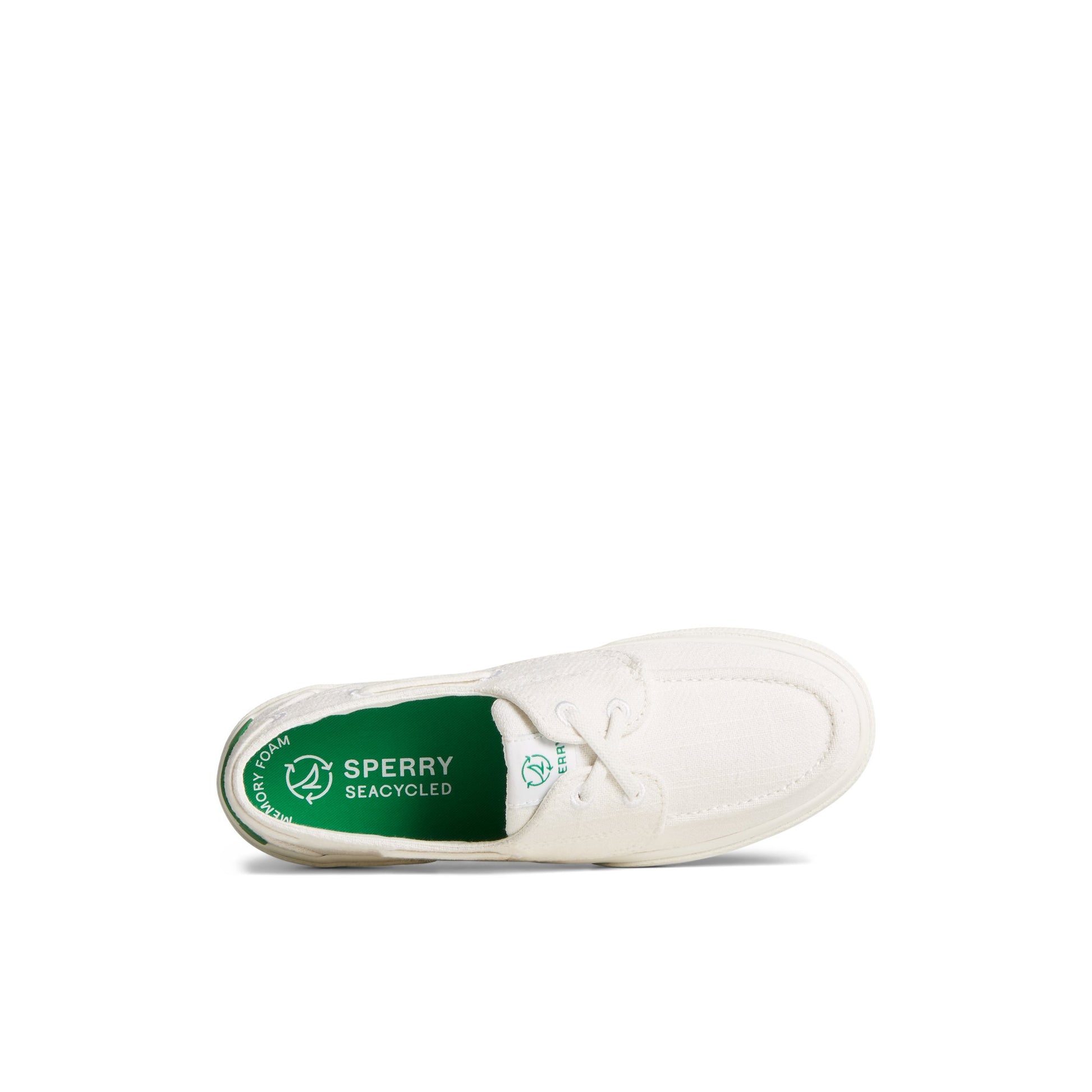 Top-down view of the White Pierwave Boat Sneaker Vulcanized Boat Shoe Sneaker