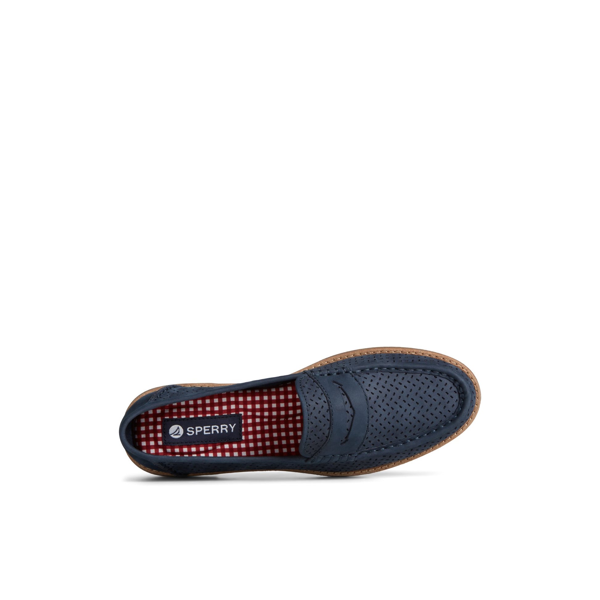 Top-down view of the Navy Seaport Perforated Penny Loafer Penny Loafer