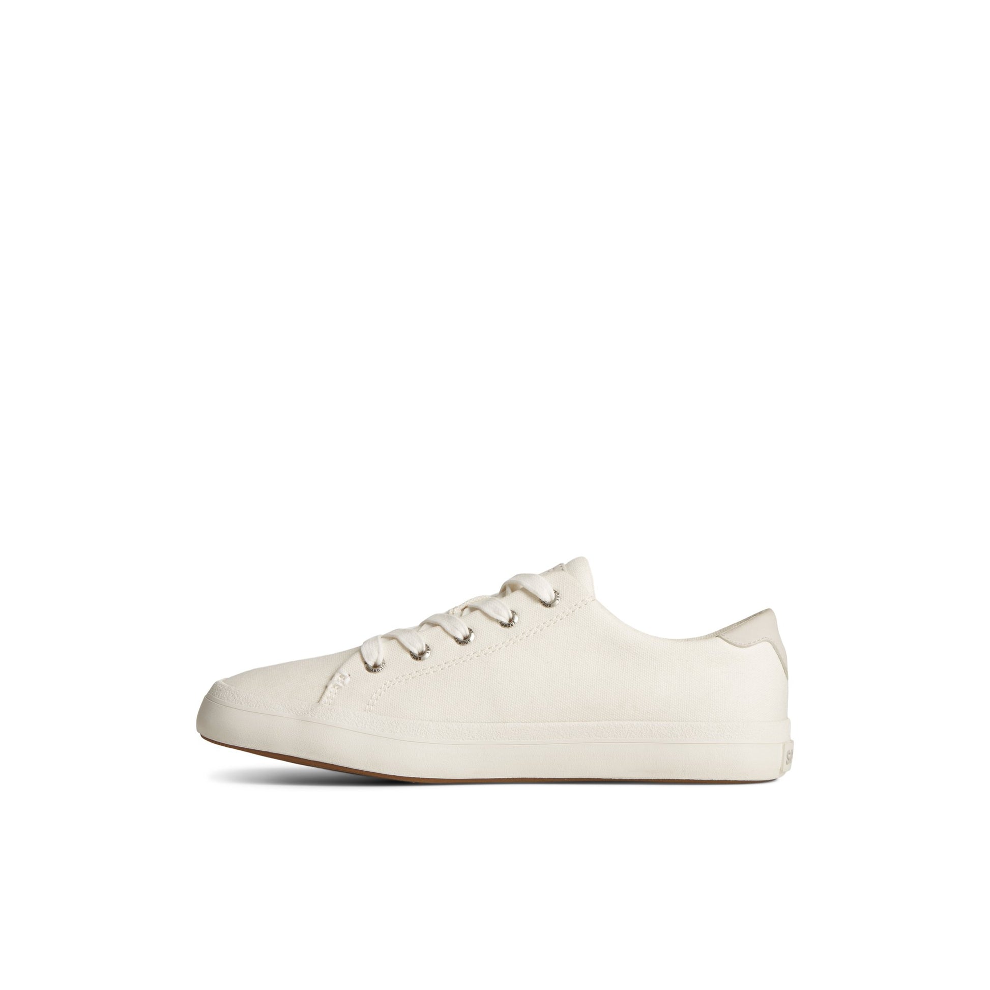 Side view of White Sandy Sneaker Vulcanized Tennis Sneaker