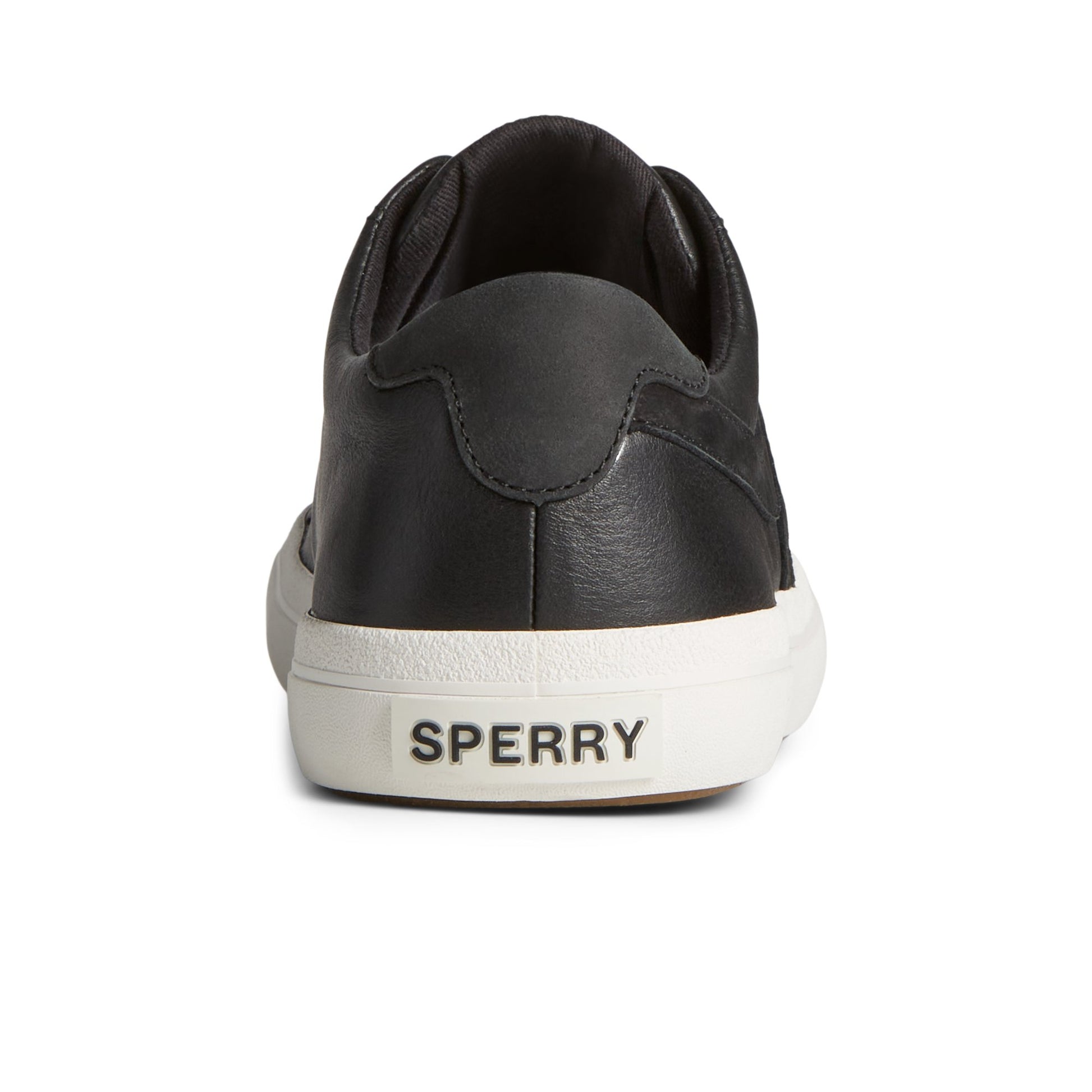 Close-up of the Black Sandy Leather Sneaker Vulcanized Tennis Sneaker