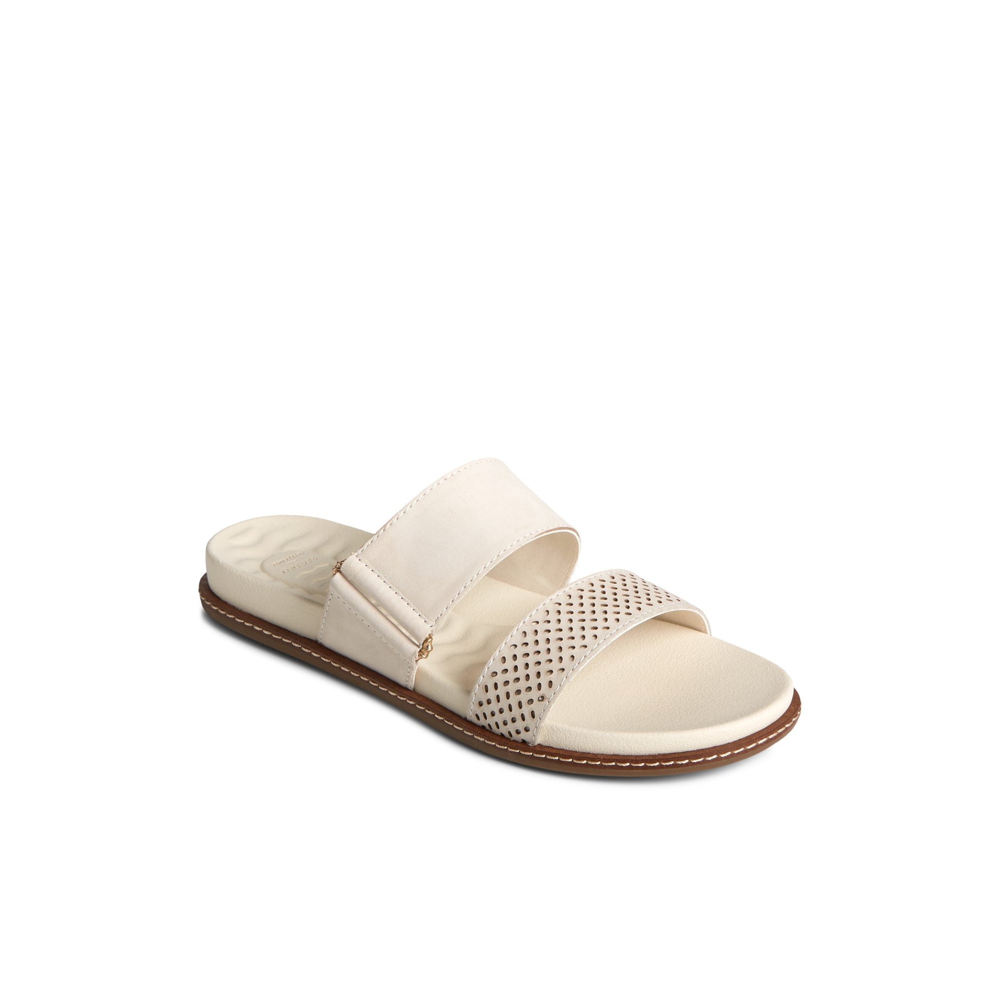 Three-quarter angle of Bone Waveside PLUSHWAVE™ Slide Sandal Double Strap Sandals's front side