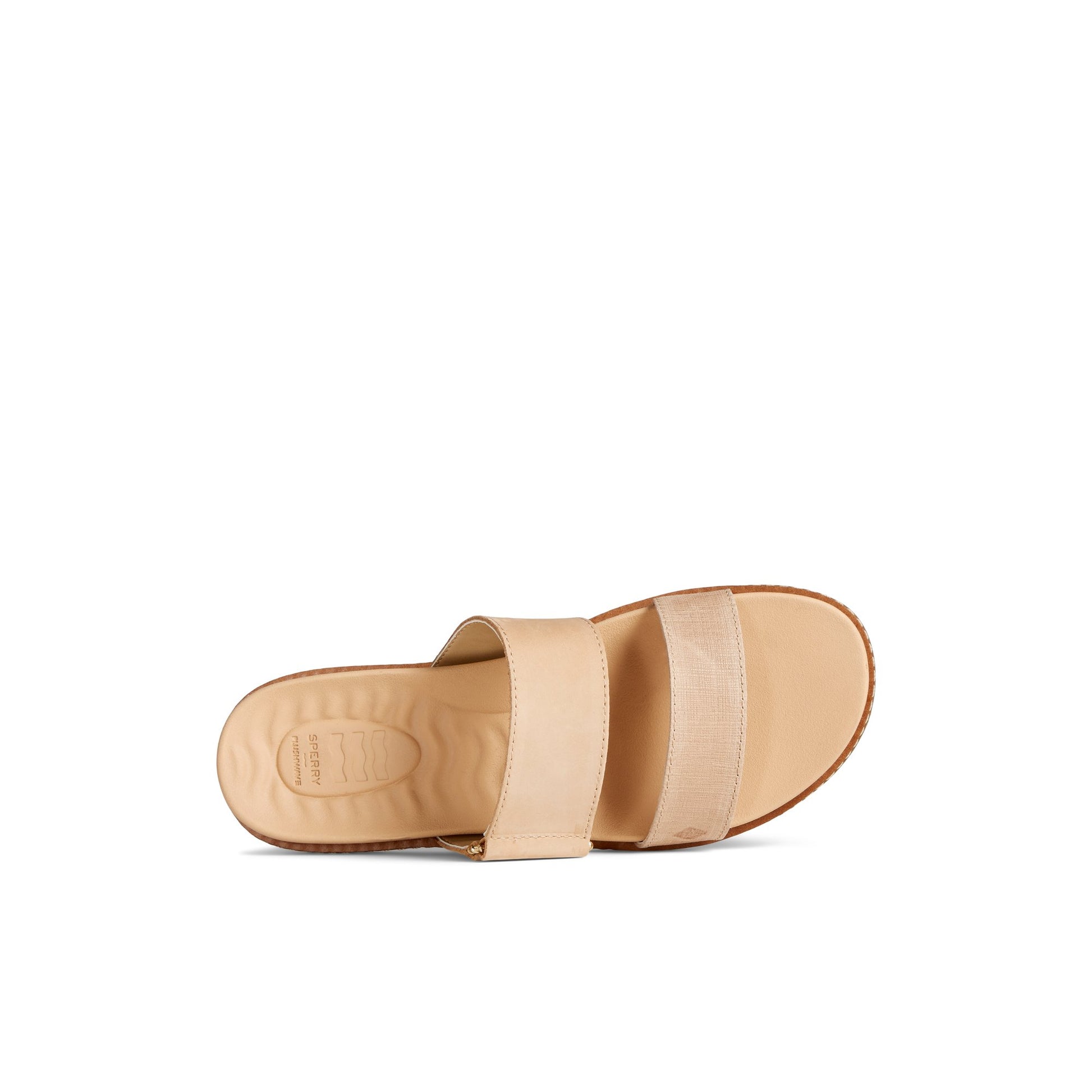 Top-down view of the Medium Beige Waveside PLUSHWAVE™ Slide Sandal Double Strap Sandals