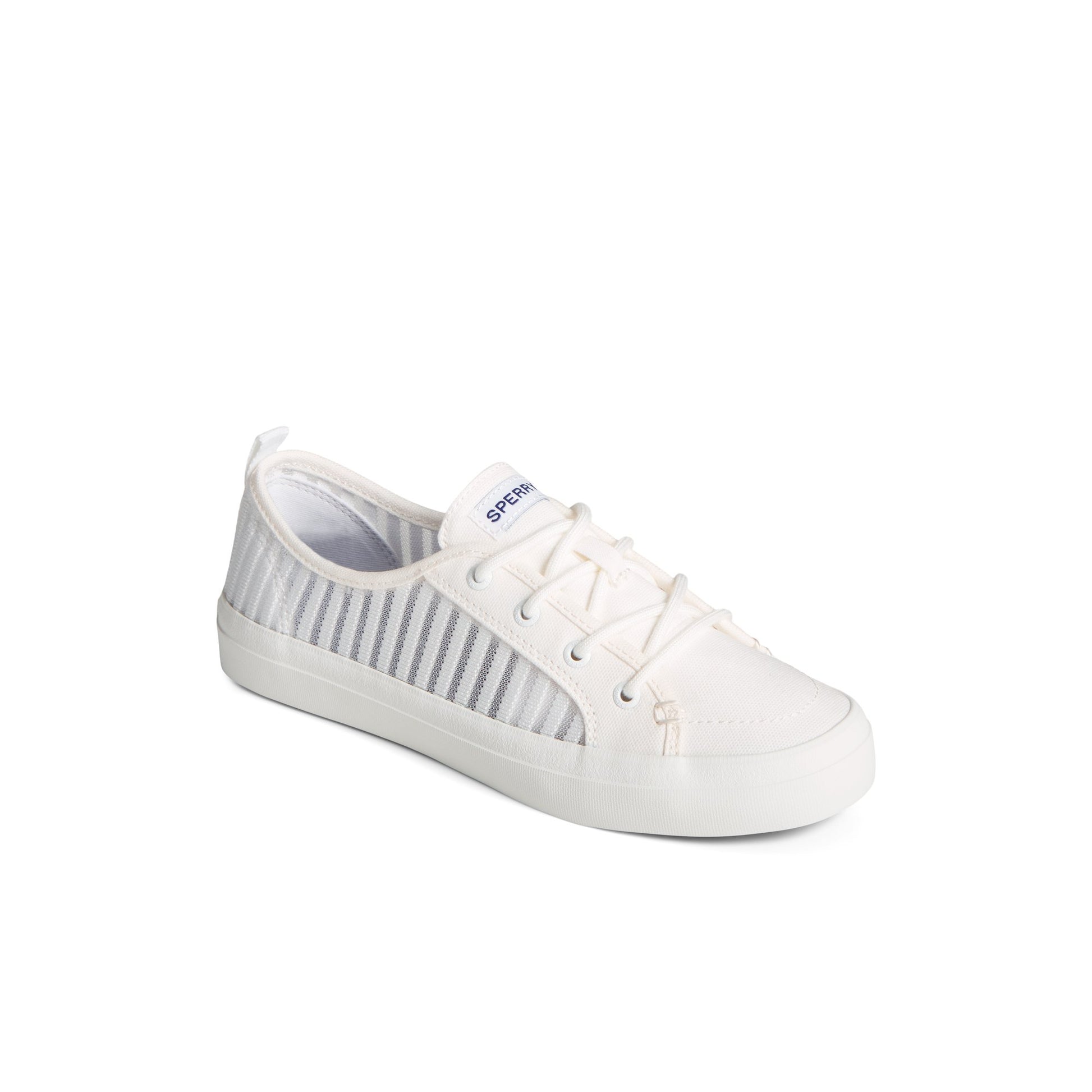 Three-quarter angle of White Crest Vibe Mesh Sneaker Vulcanized Sneaker's front side