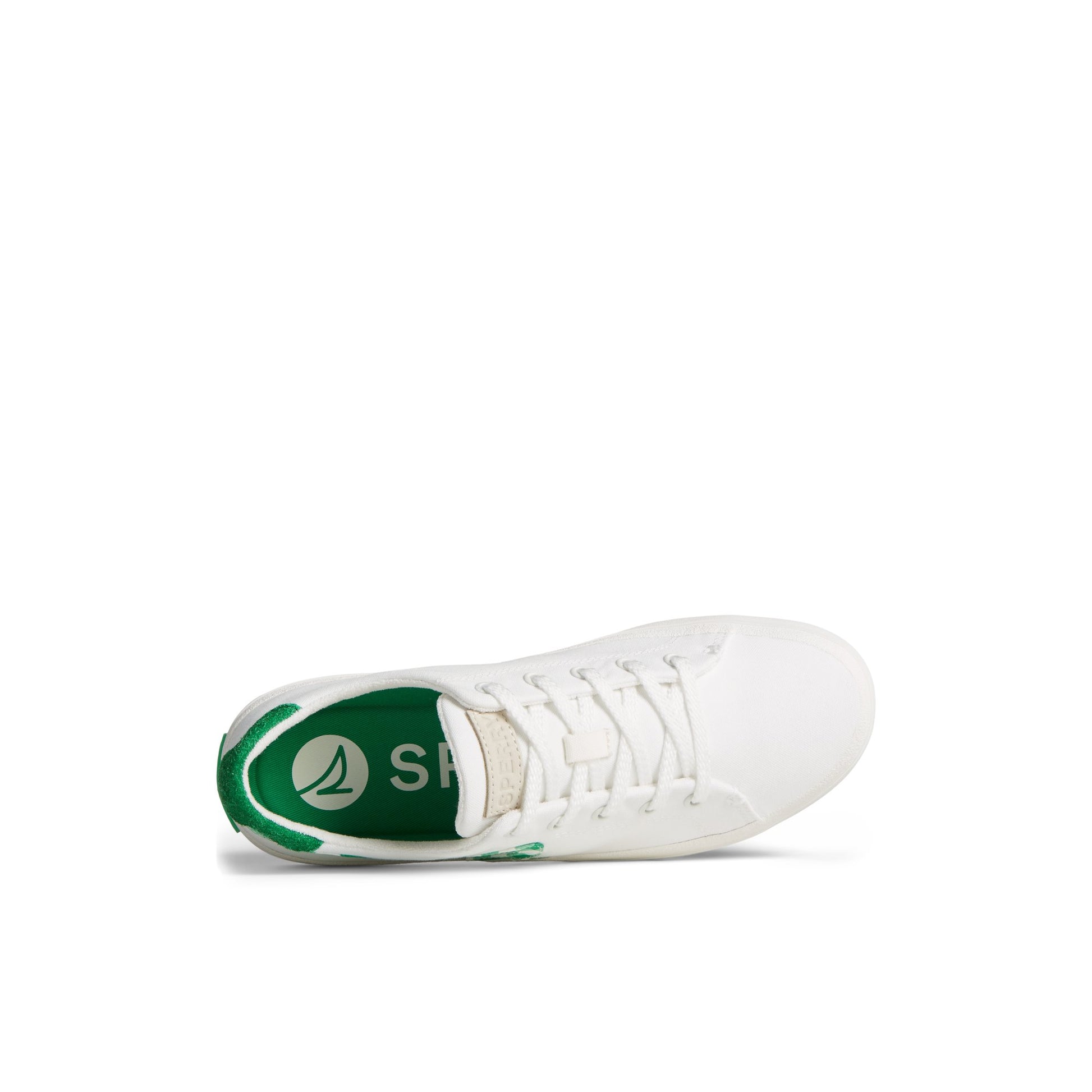 Top-down view of the White Sandy Gingham Sneaker Vulcanized Tennis Sneaker