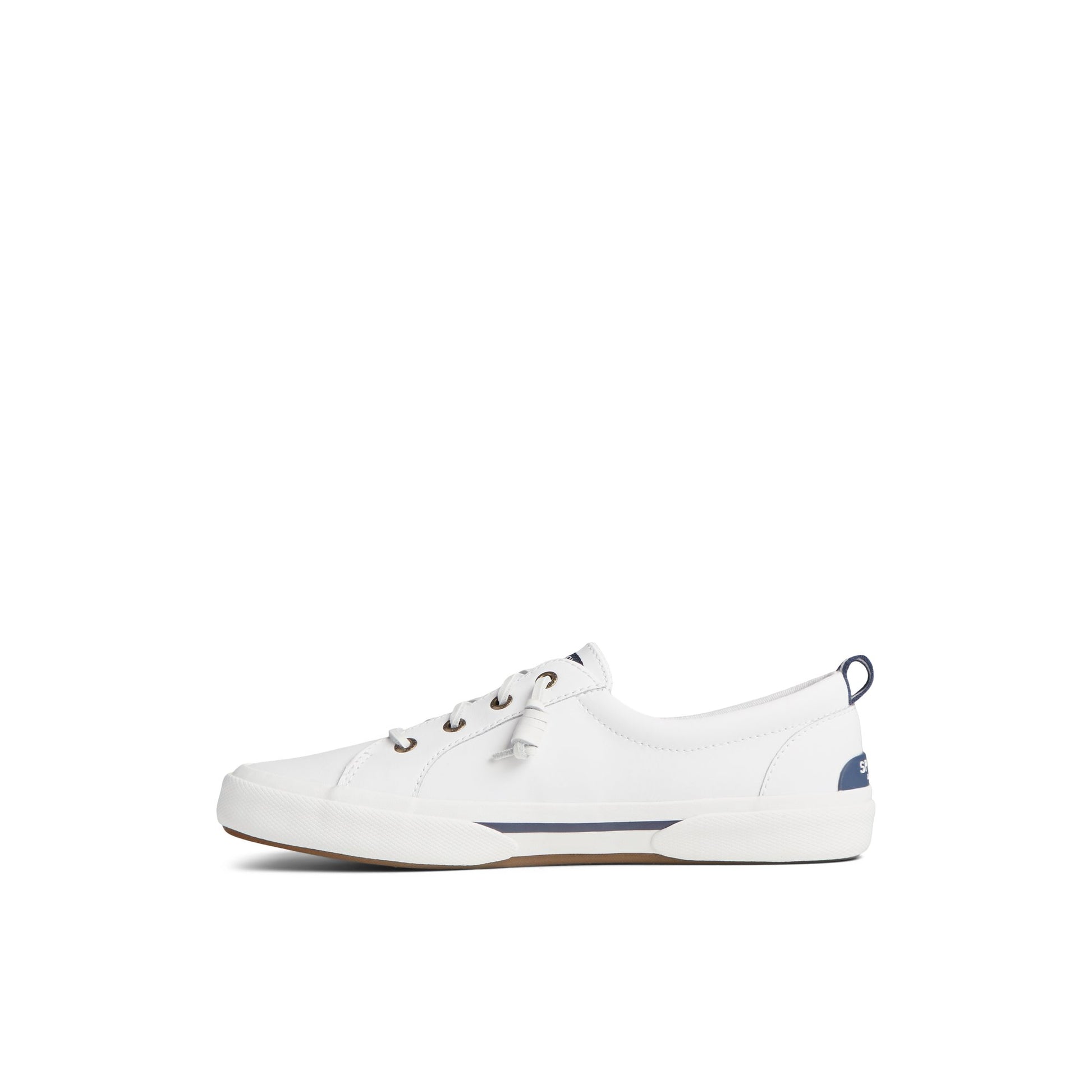Side view of White Pier Wave Lace to Toe Sneaker Vulcanized Sneaker