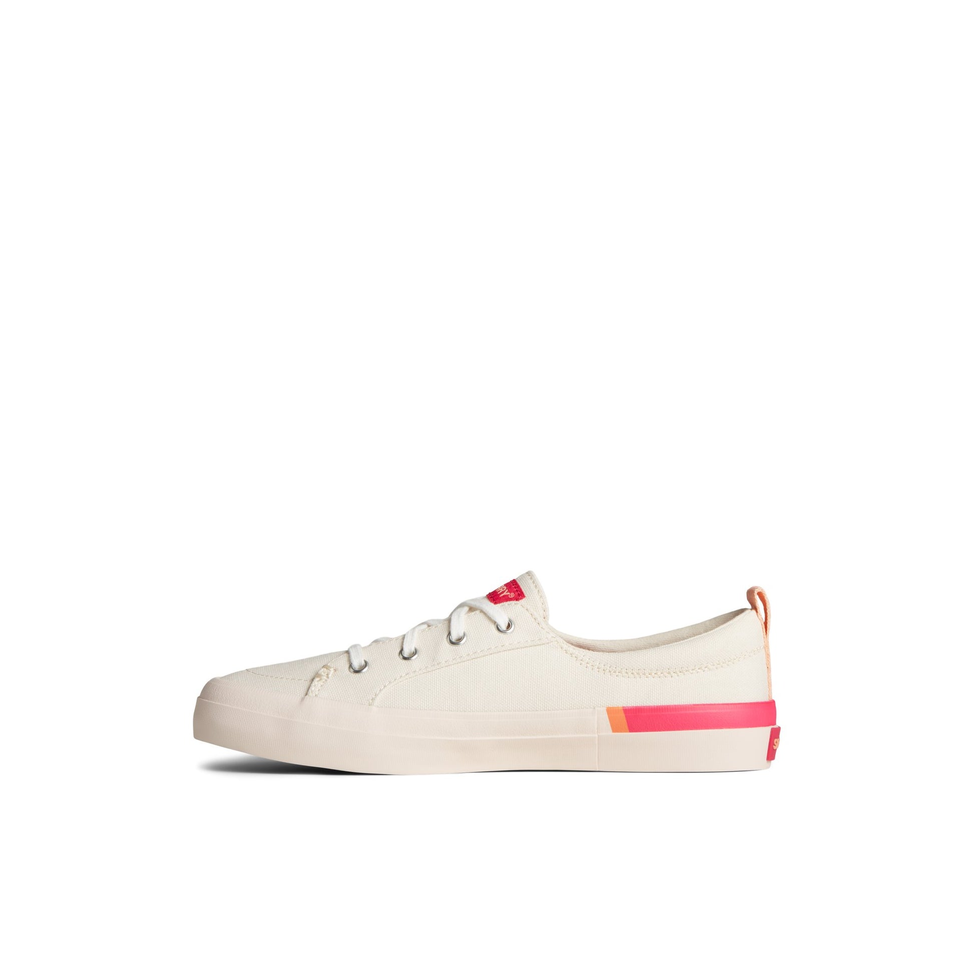 Side view of Pink Crest Vibe Stripe Sneaker Vulcanized Sneaker Mule