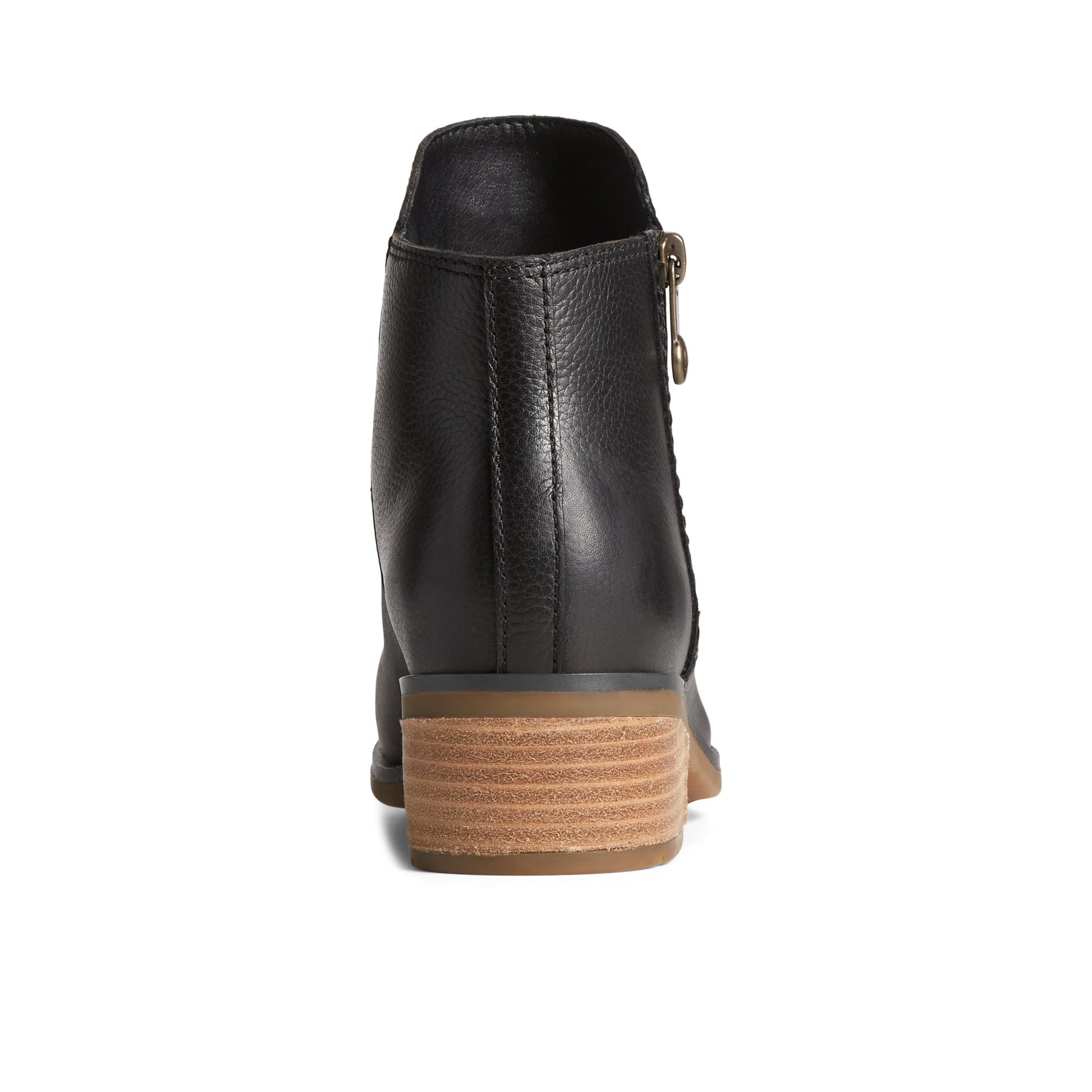 Close-up of the Black Seaport Storm Water Resistant Leather Boot Ankle Booties