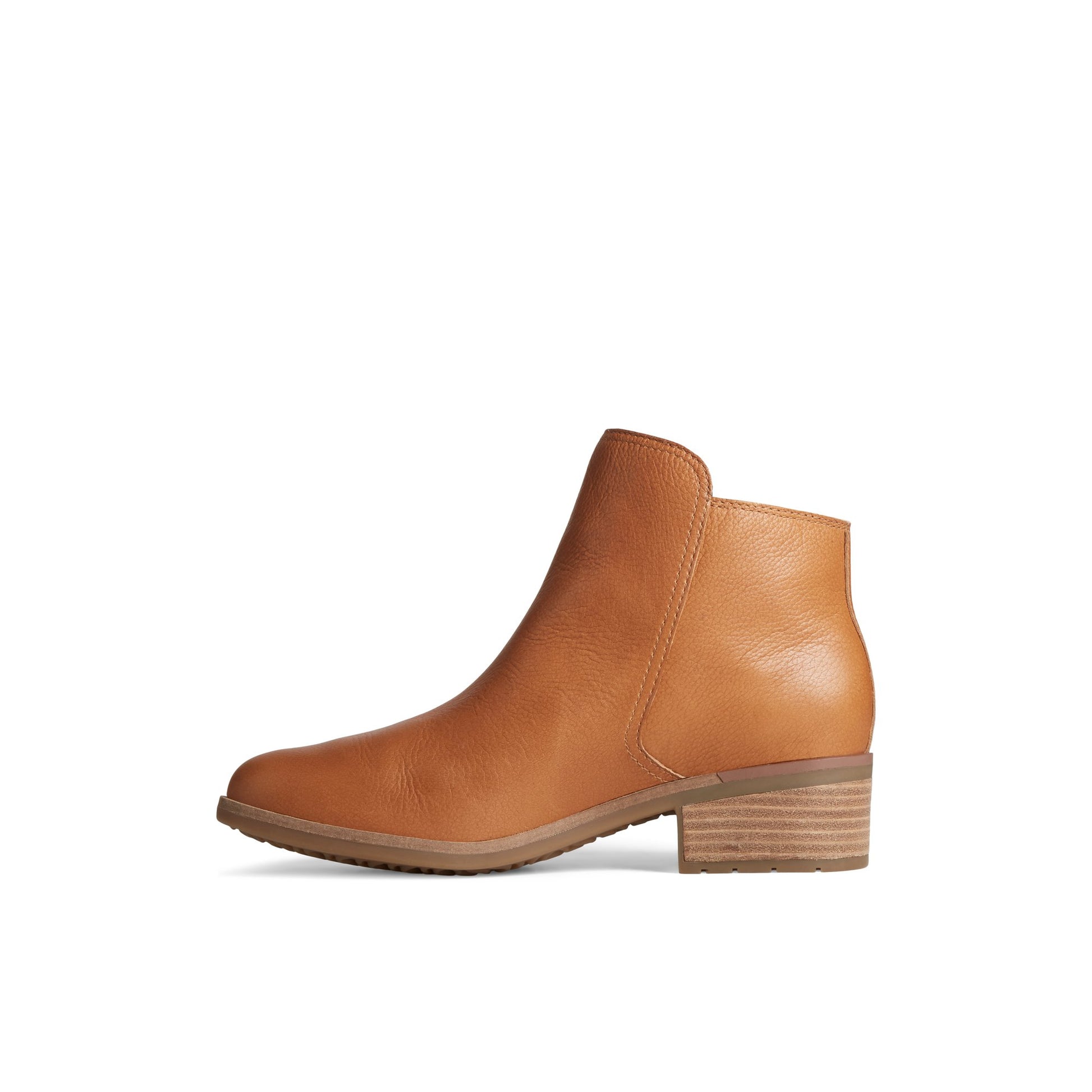 Side view of Medium Beige Seaport Storm Water Resistant Leather Boot Ankle Booties