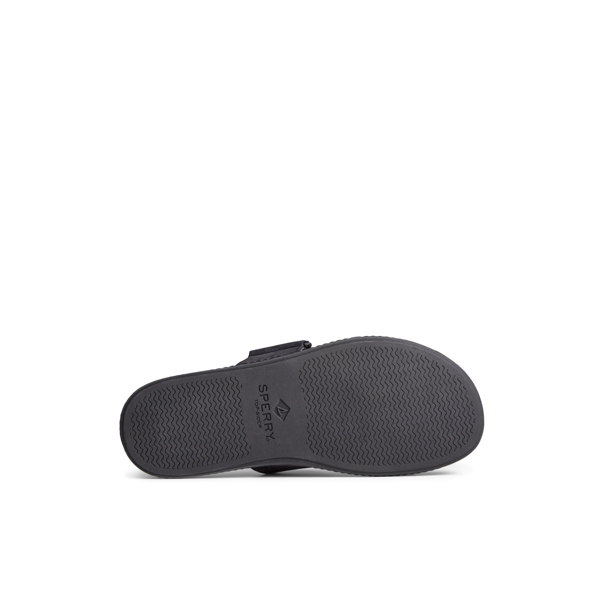 View of Black Waveside PLUSHWAVE™ Slide Sandal Double Strap Sandals's sole