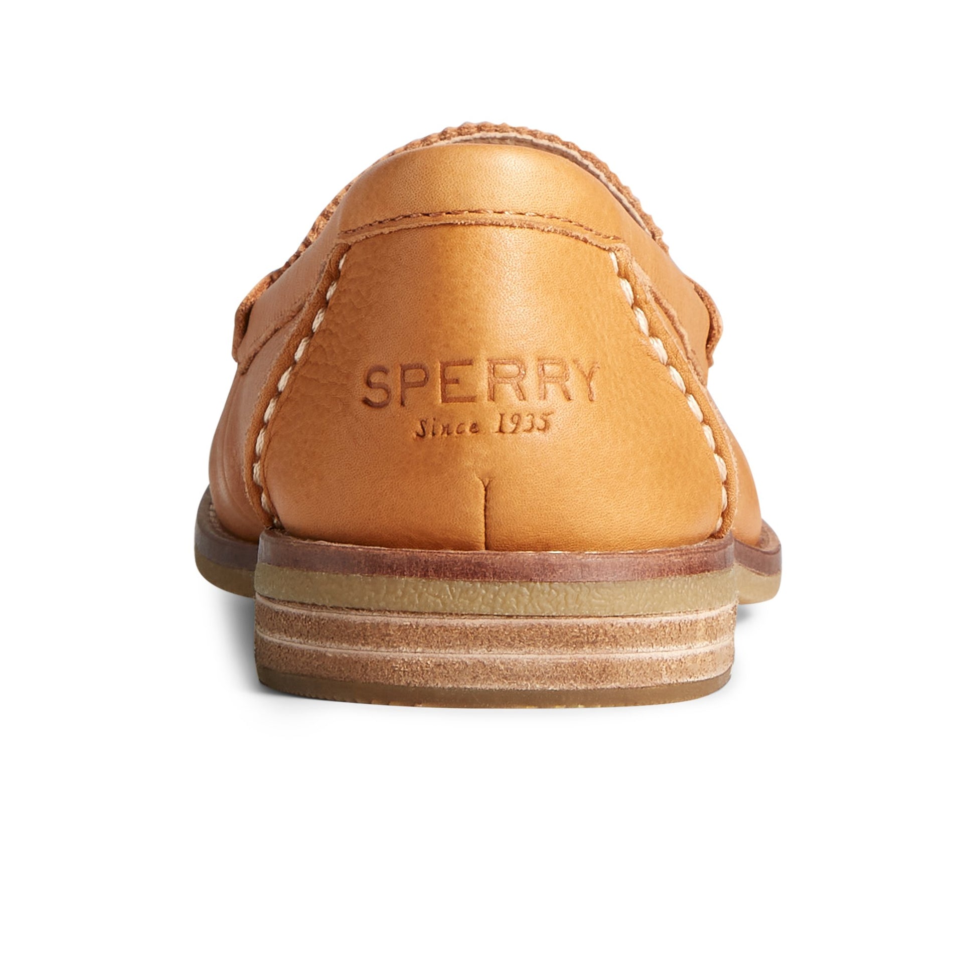 Close-up of the Medium beige Seaport Penny Leather Loafer Penny Loafer