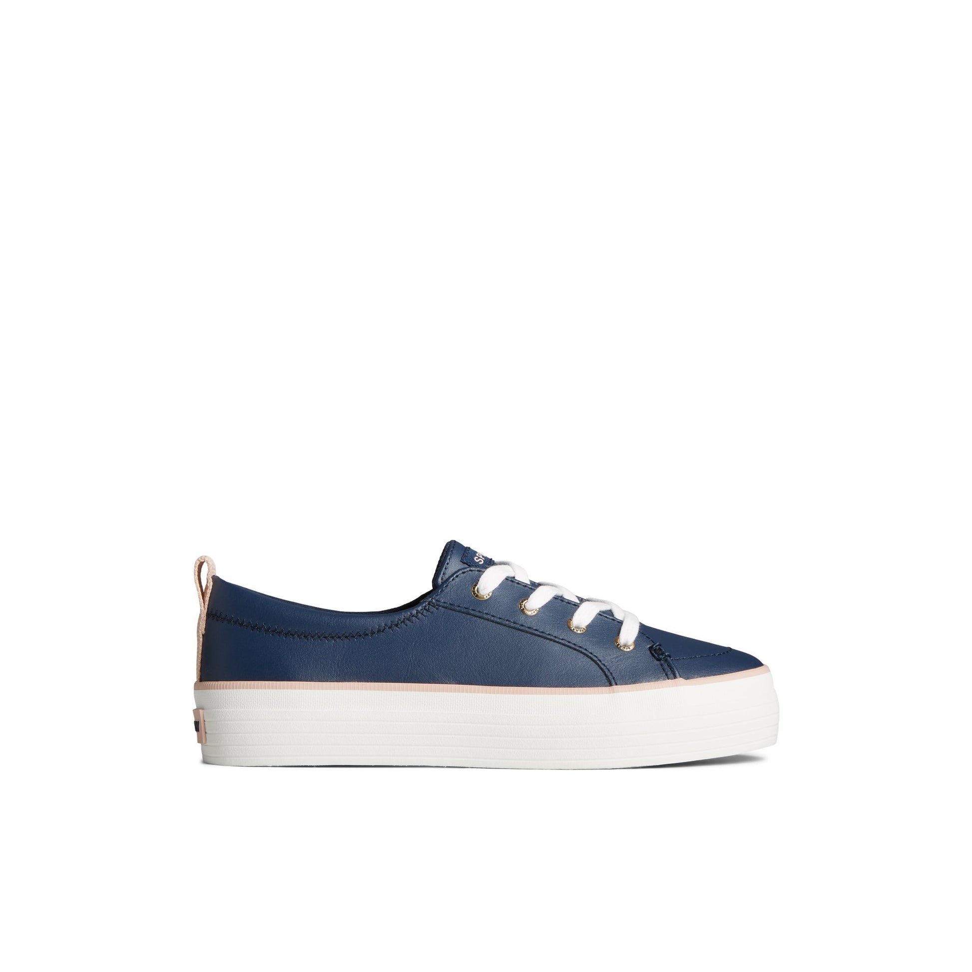 Main View of Navy Crest Vibe Leather Platform Sneaker Vulcanized Sneaker for Womens