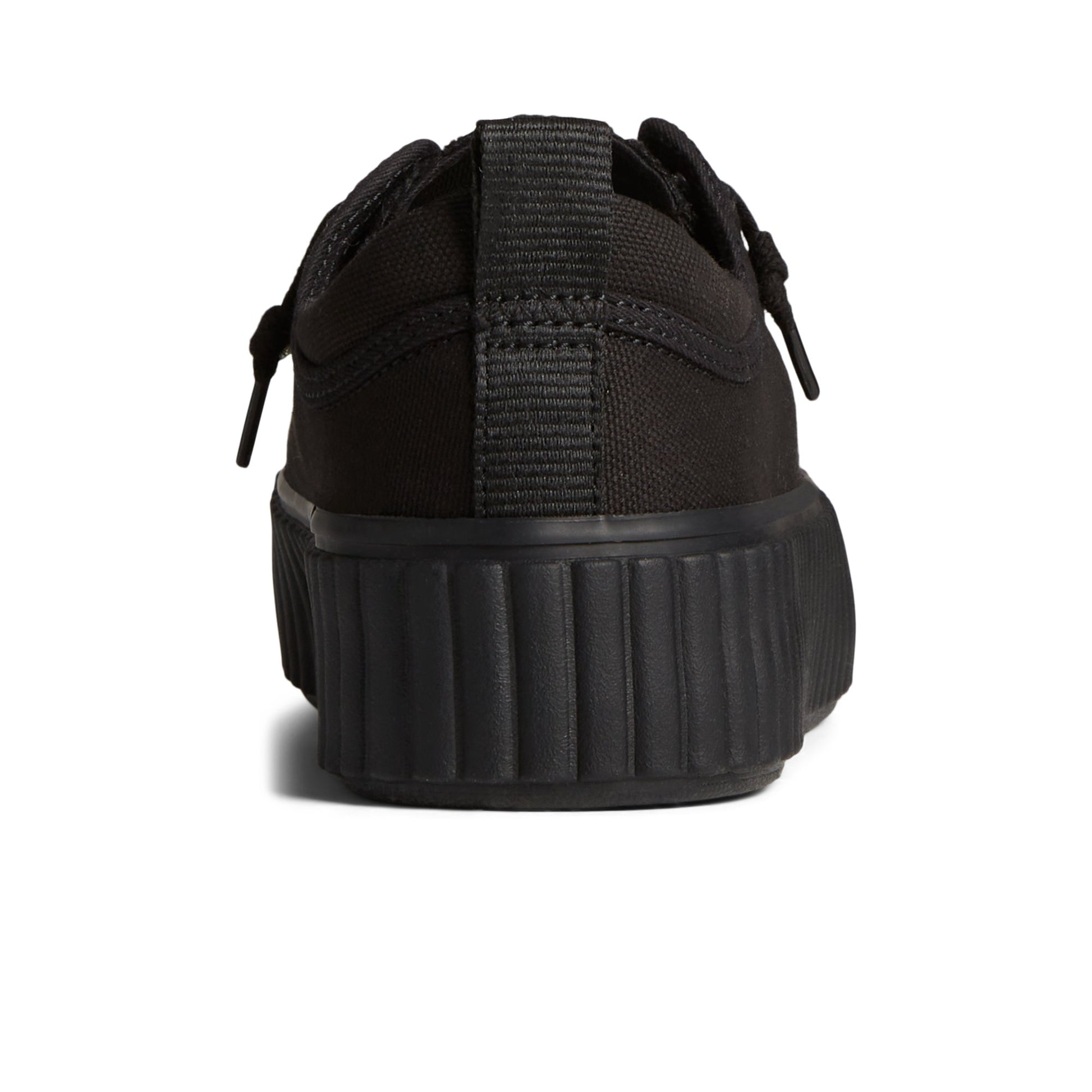 Close-up of the Black Pier Wave Platform Lace Up Sneaker Vulcanized Sneaker