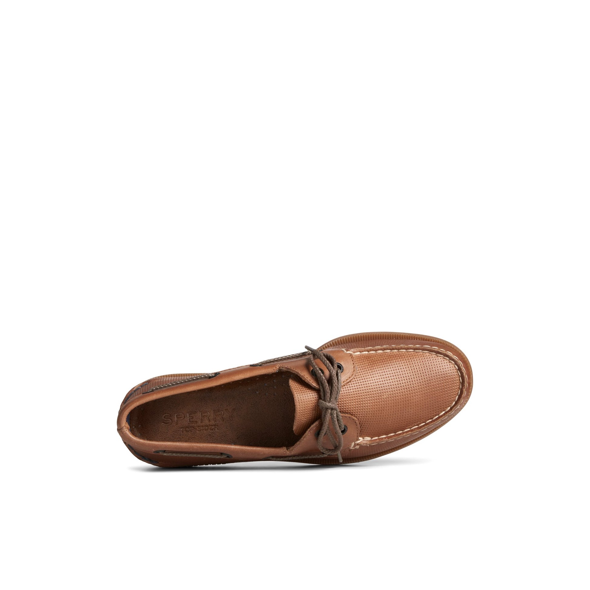 Top-down view of the Medium Beige Authentic Original™ Deboss Leather Boat Shoe Boat Shoes