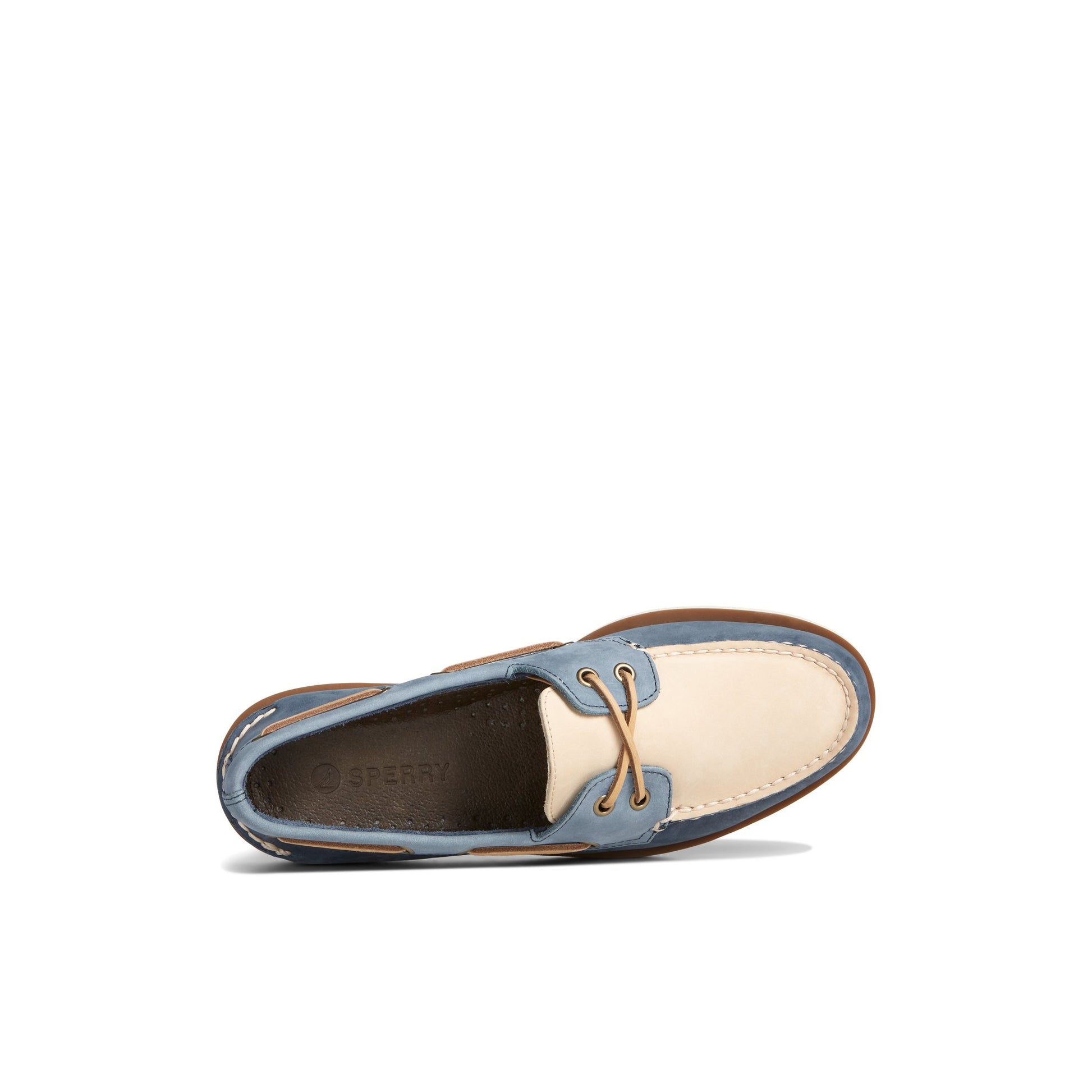 Top-down view of the Navy Authentic Original™ 2-Eye Double Sole Boat Shoe Boat Shoes