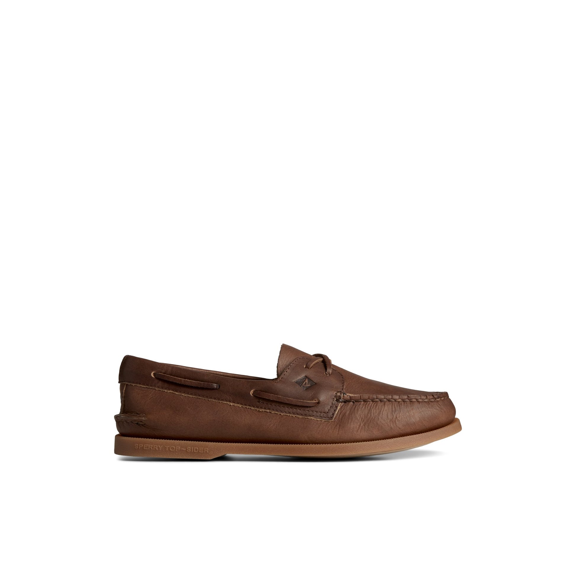 Main View of Brown Authentic Original™ Cross Lace Boat Shoe Boat Shoes for Unisex