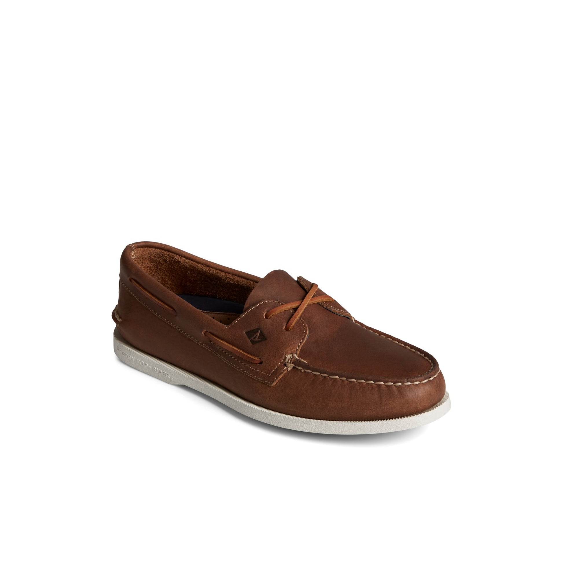 Three-quarter angle of Medium Beige Authentic Original™ Cross Lace Boat Shoe Boat Shoes's front side
