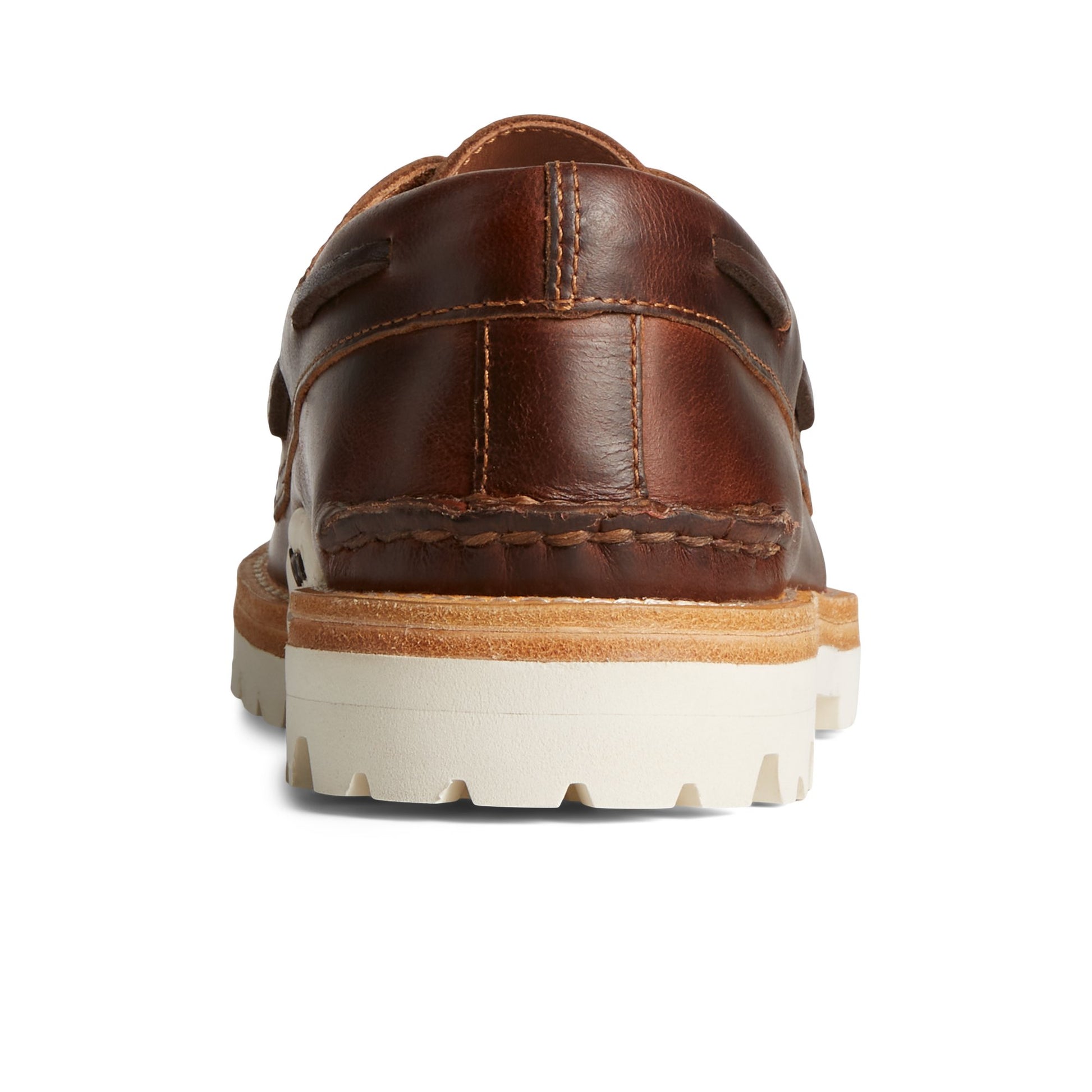 Close-up of the Brown Unisex Authentic Original  3-Eye Vibram Boat Shoe Boat Shoes