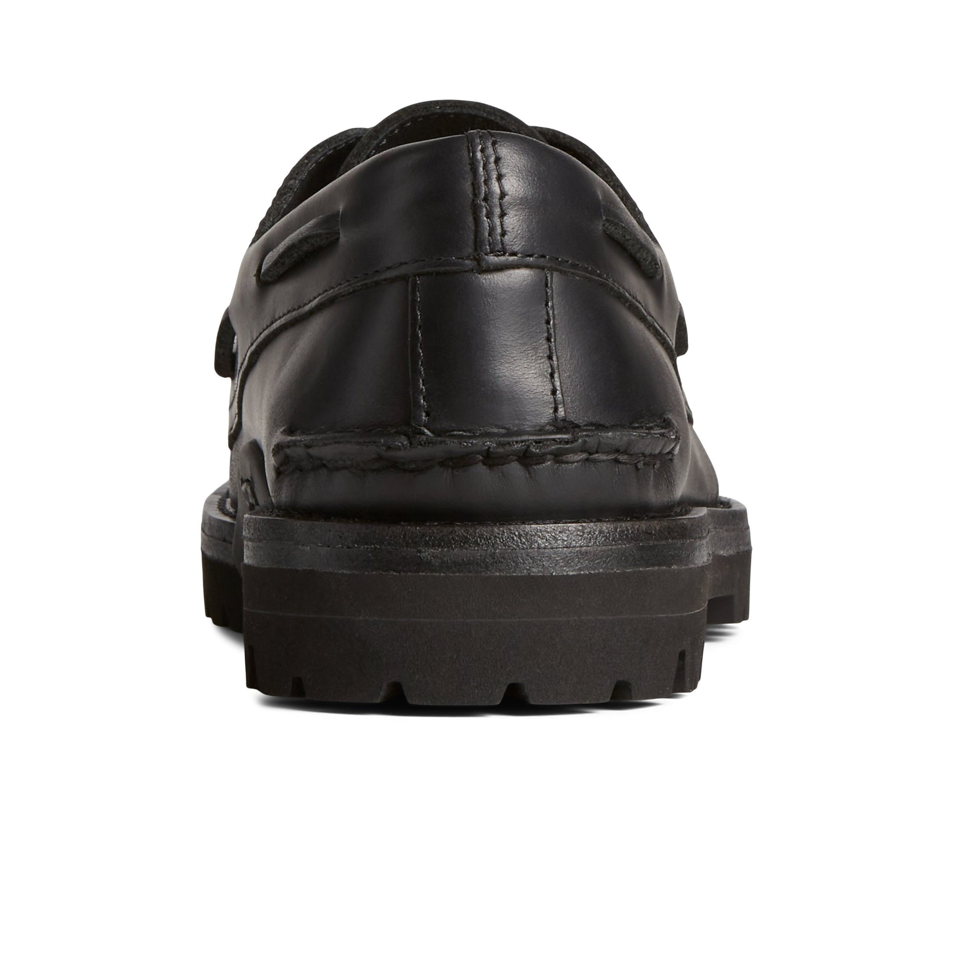 Close-up of the Black Unisex Authentic Original  3-Eye Vibram Boat Shoe Boat Shoes